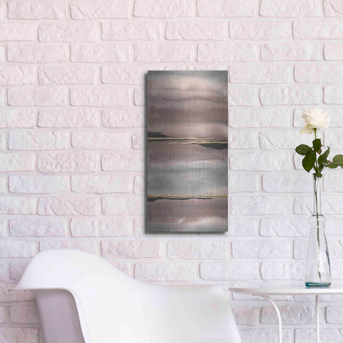 Luxe Metal Art 'Gilded Morning Fog III' by Chris Paschke, Metal Wall Art,12x24