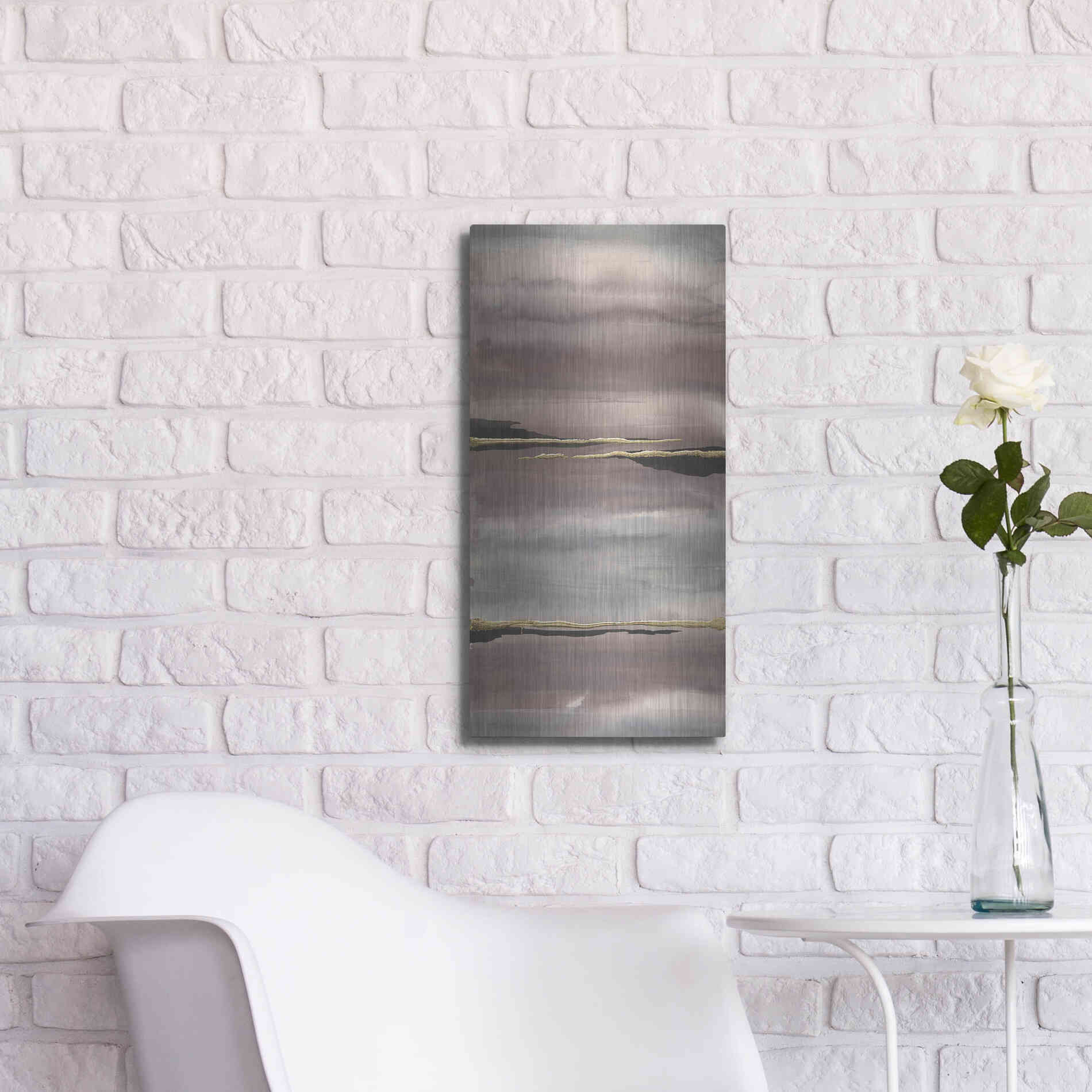 Luxe Metal Art 'Gilded Morning Fog III' by Chris Paschke, Metal Wall Art,12x24