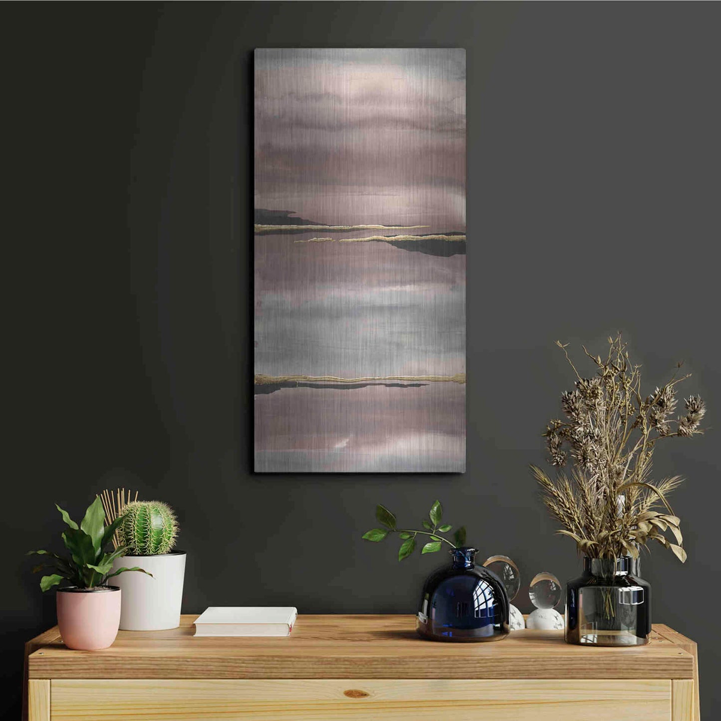 Luxe Metal Art 'Gilded Morning Fog III' by Chris Paschke, Metal Wall Art,12x24