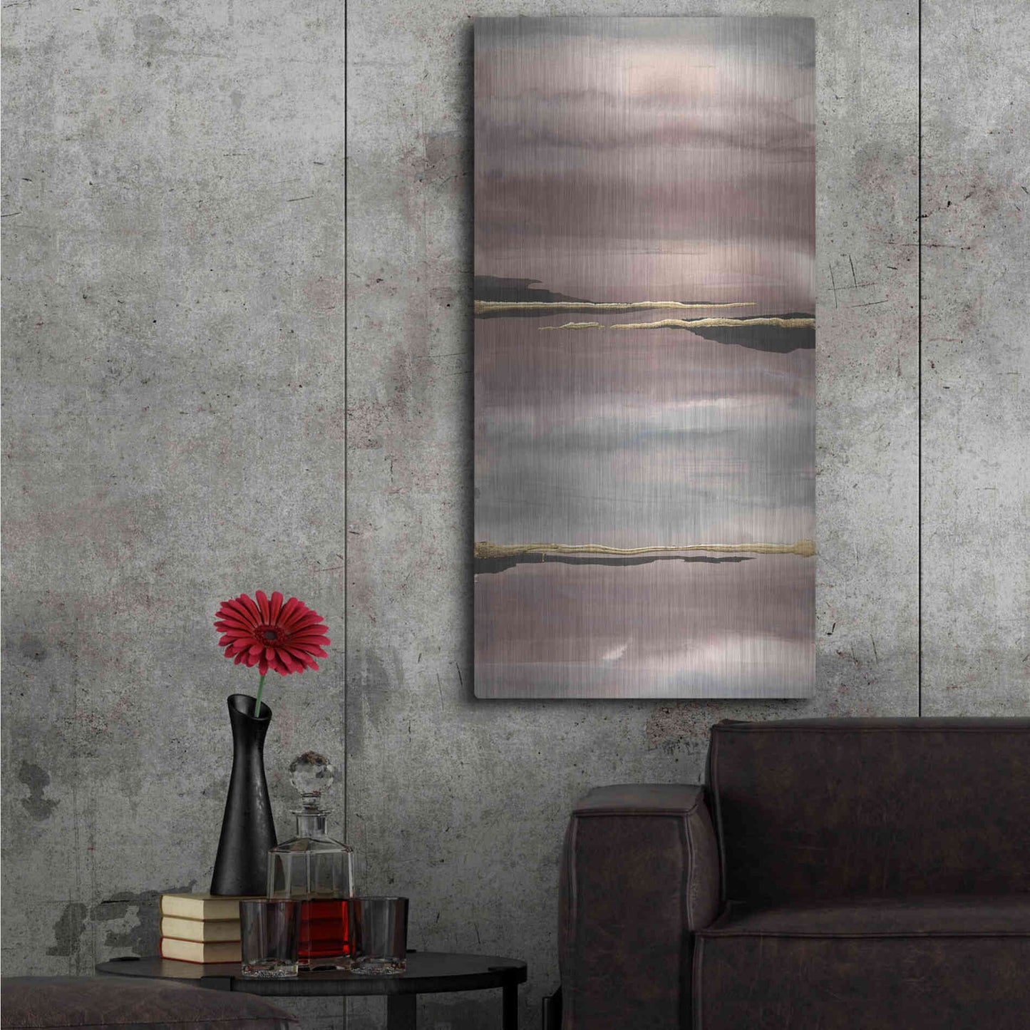 Luxe Metal Art 'Gilded Morning Fog III' by Chris Paschke, Metal Wall Art,24x48