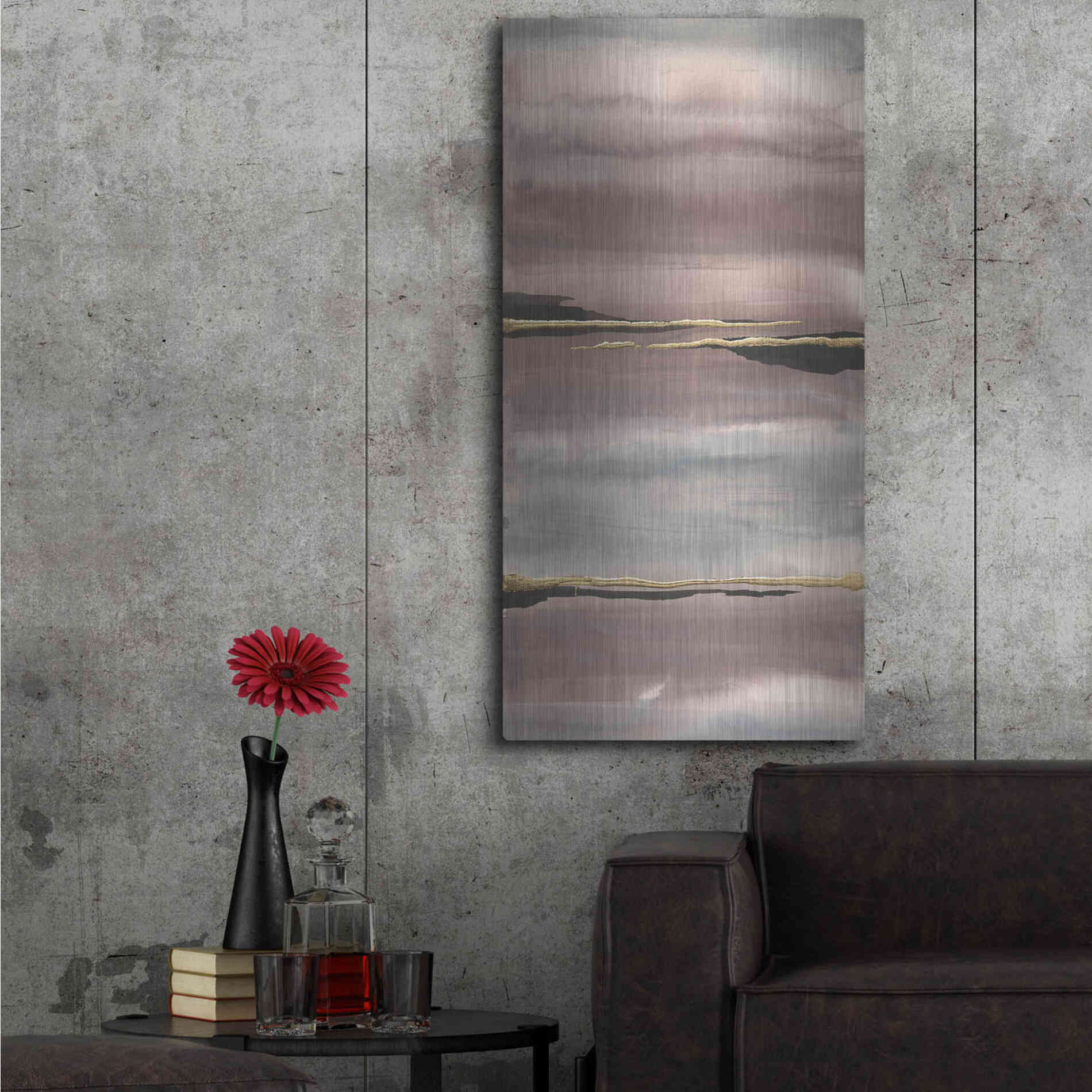 Luxe Metal Art 'Gilded Morning Fog III' by Chris Paschke, Metal Wall Art,24x48