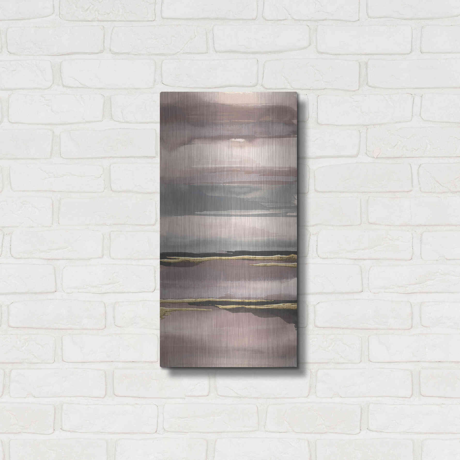 Luxe Metal Art 'Gilded Morning Fog IV' by Chris Paschke, Metal Wall Art,12x24