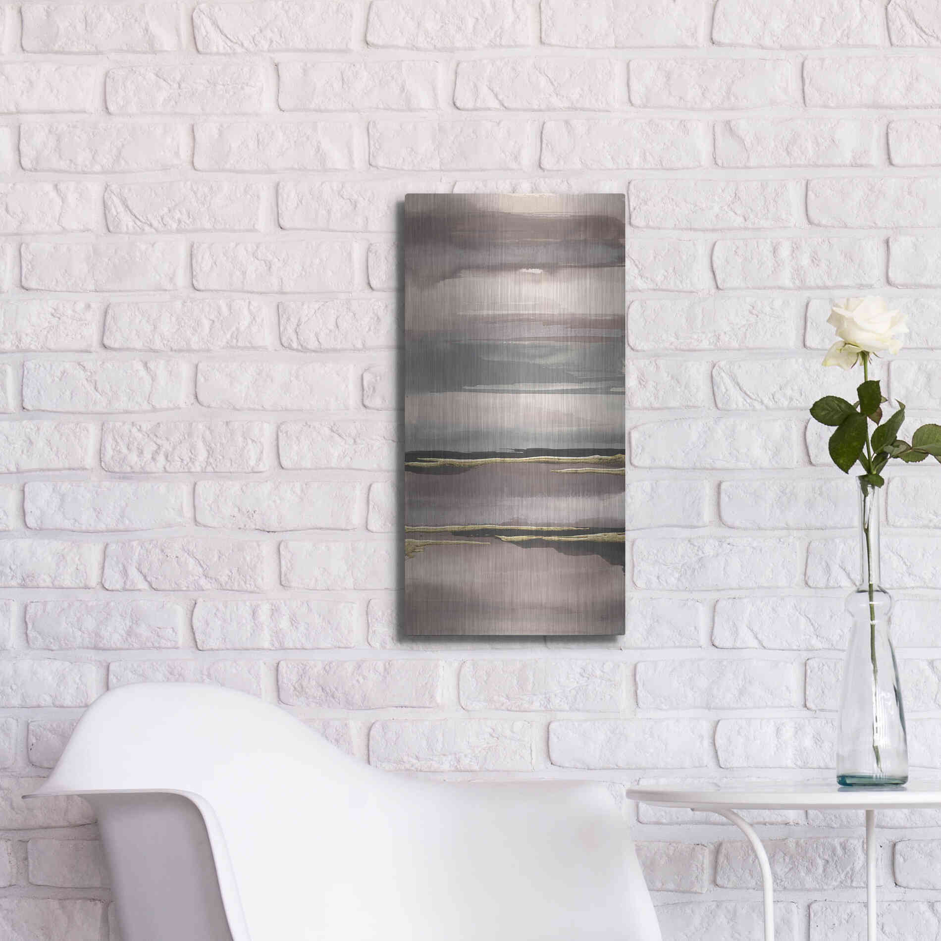 Luxe Metal Art 'Gilded Morning Fog IV' by Chris Paschke, Metal Wall Art,12x24