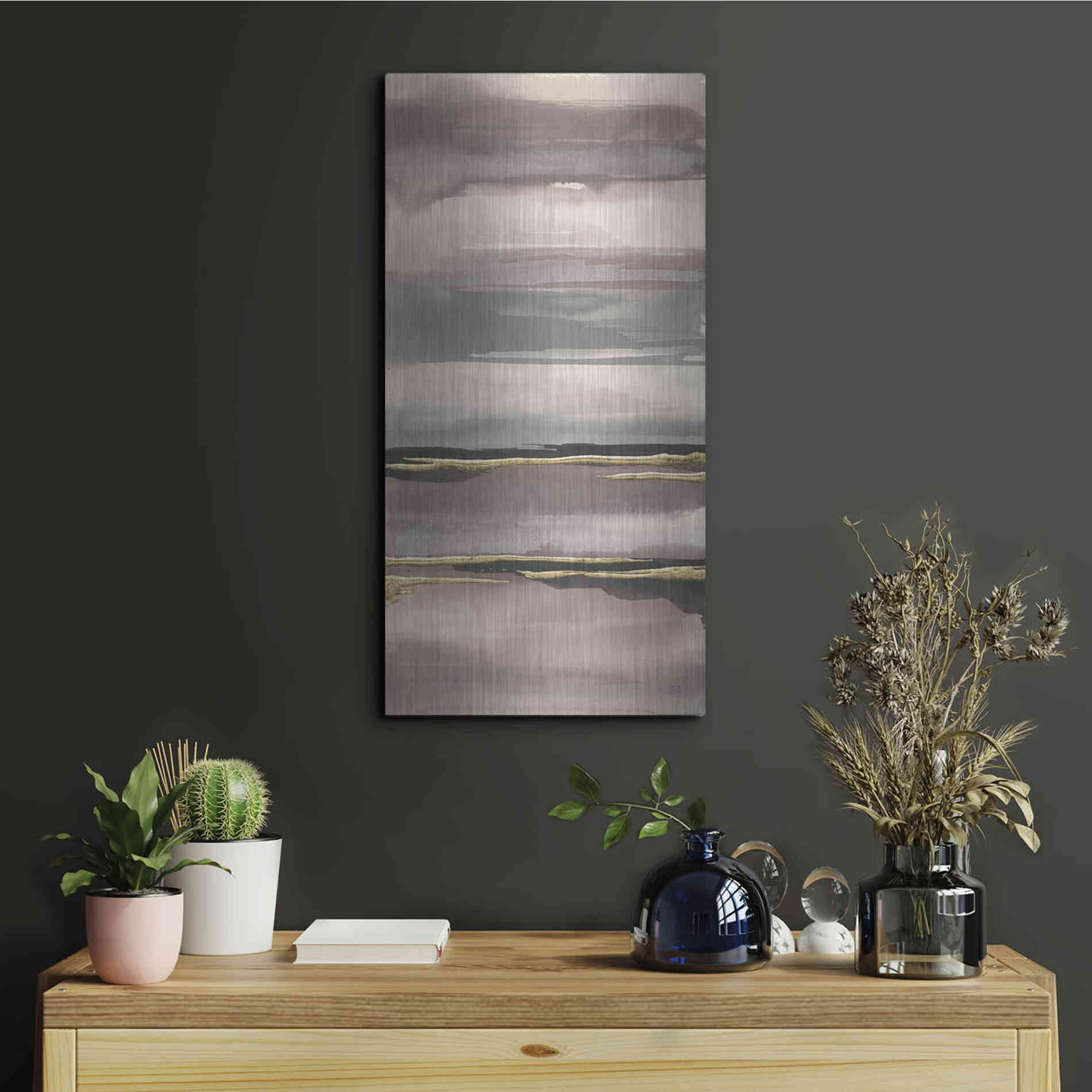 Luxe Metal Art 'Gilded Morning Fog IV' by Chris Paschke, Metal Wall Art,12x24