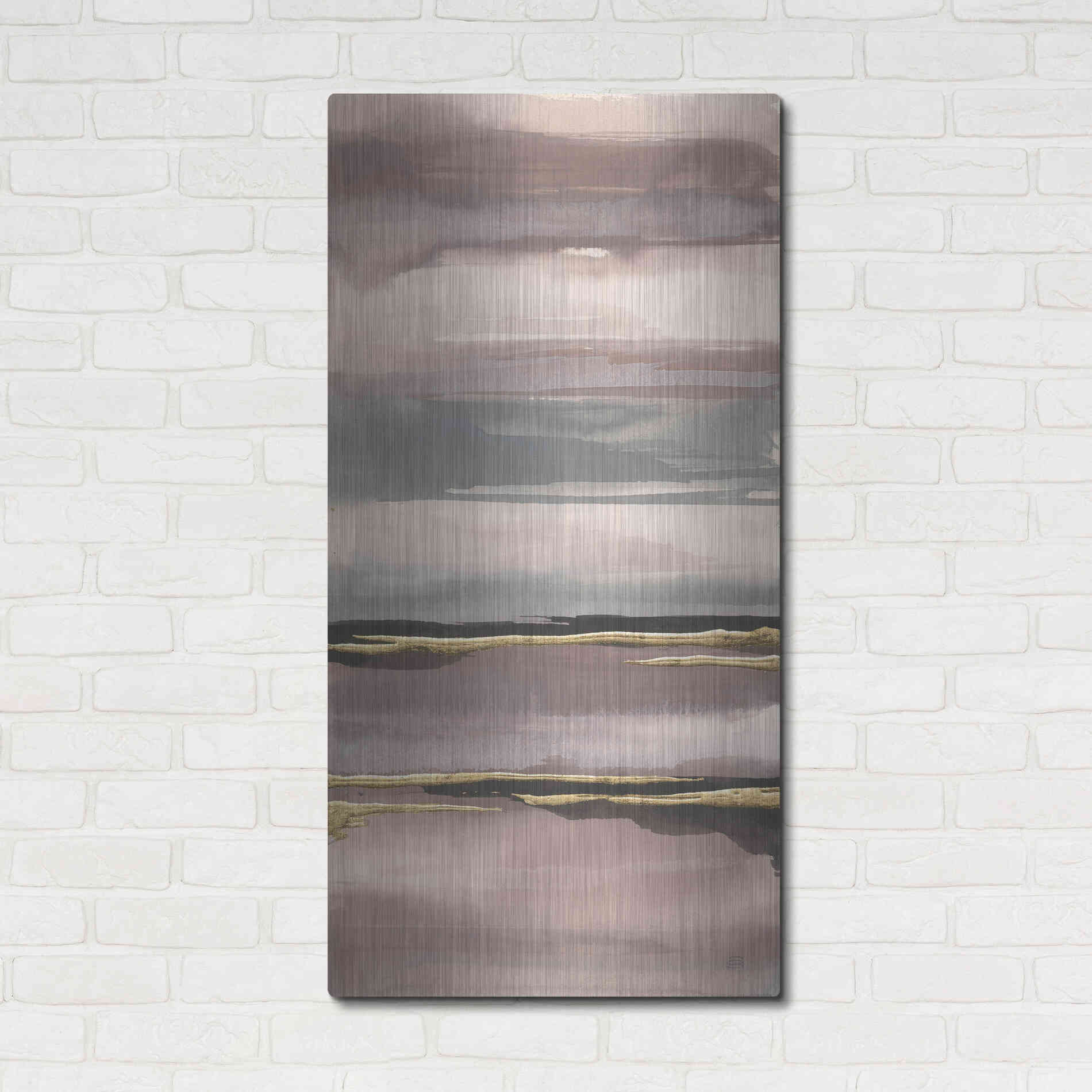 Luxe Metal Art 'Gilded Morning Fog IV' by Chris Paschke, Metal Wall Art,24x48