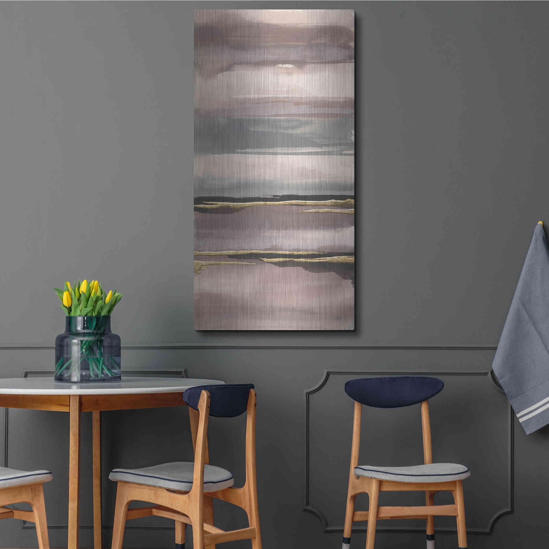 Luxe Metal Art 'Gilded Morning Fog IV' by Chris Paschke, Metal Wall Art,24x48