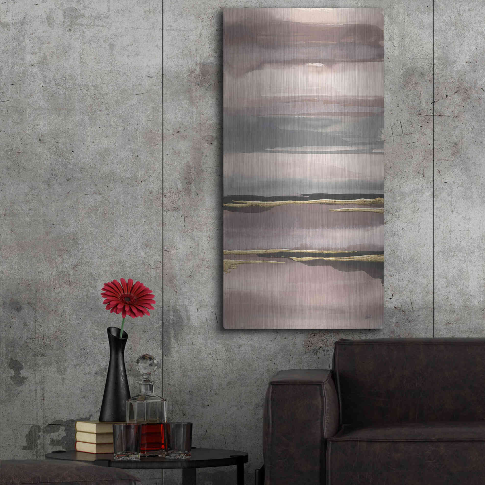 Luxe Metal Art 'Gilded Morning Fog IV' by Chris Paschke, Metal Wall Art,24x48