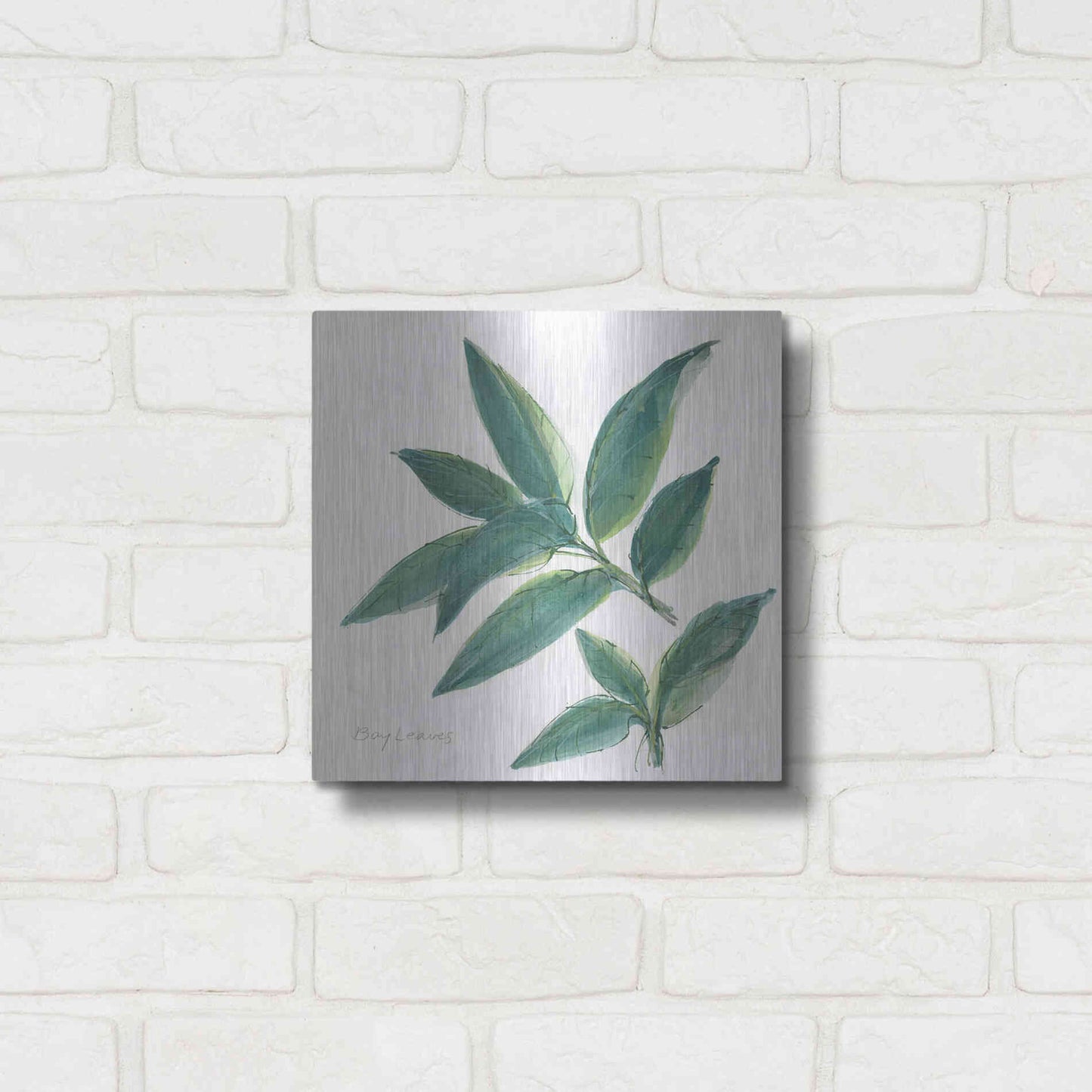 Luxe Metal Art 'Bay Leaf' by Chris Paschke, Metal Wall Art,12x12