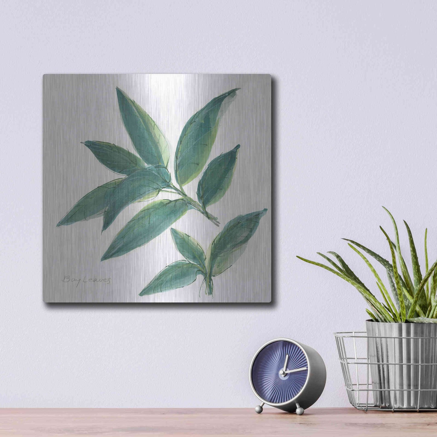 Luxe Metal Art 'Bay Leaf' by Chris Paschke, Metal Wall Art,12x12