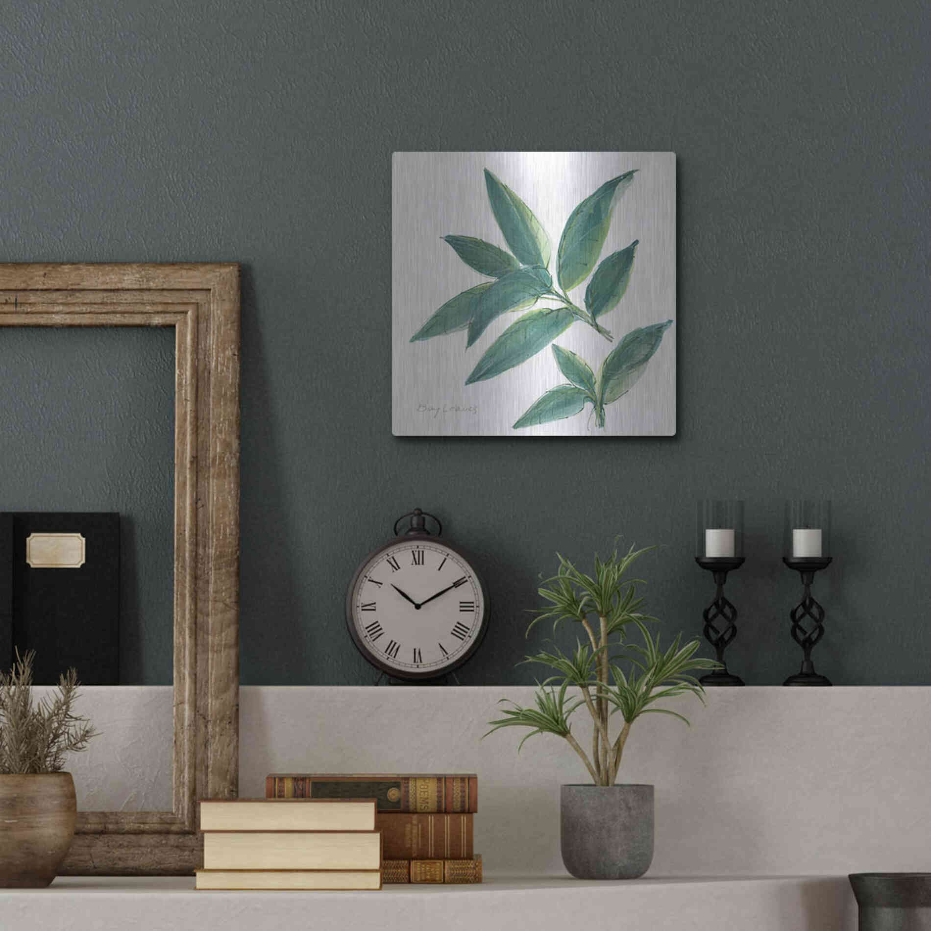 Luxe Metal Art 'Bay Leaf' by Chris Paschke, Metal Wall Art,12x12