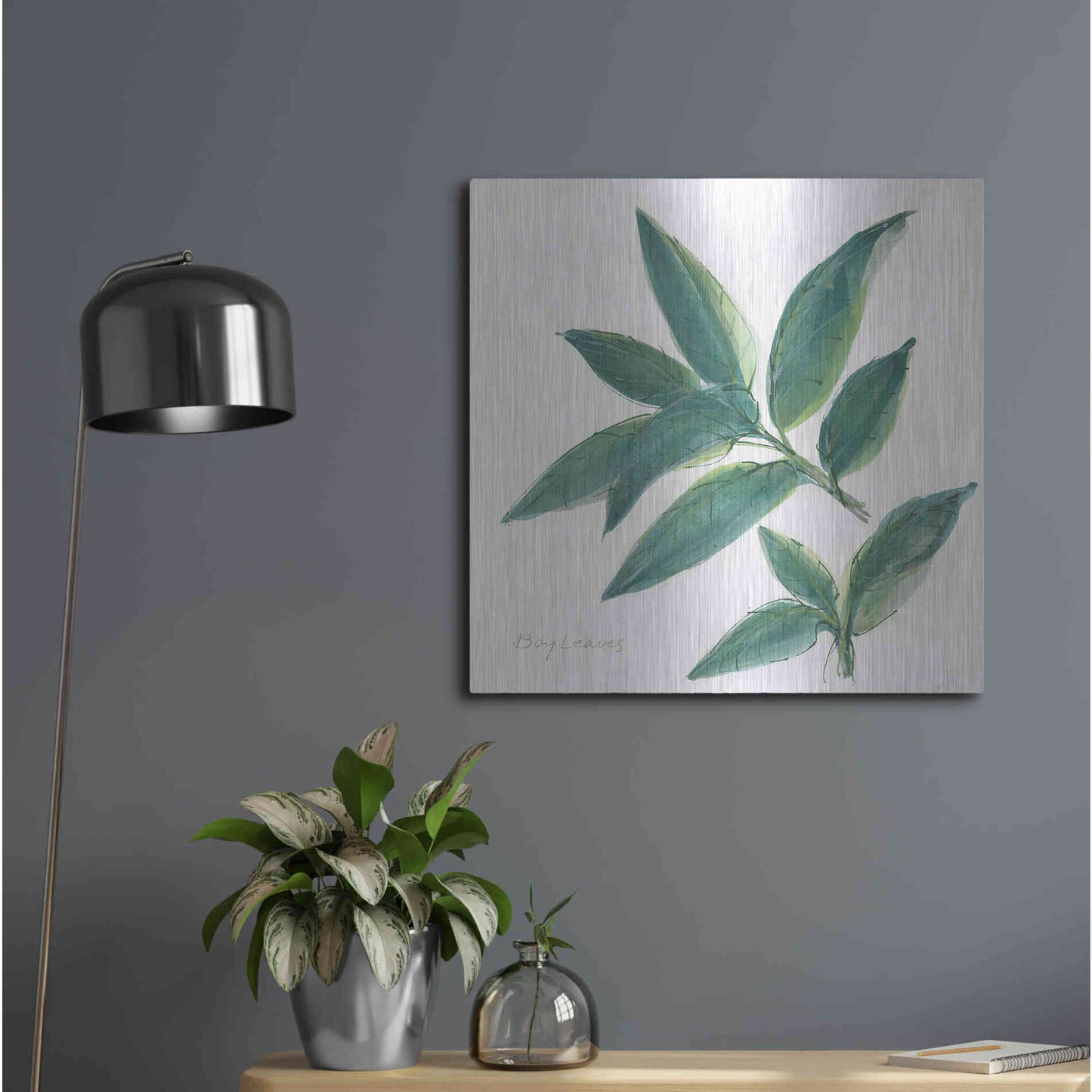 Luxe Metal Art 'Bay Leaf' by Chris Paschke, Metal Wall Art,24x24