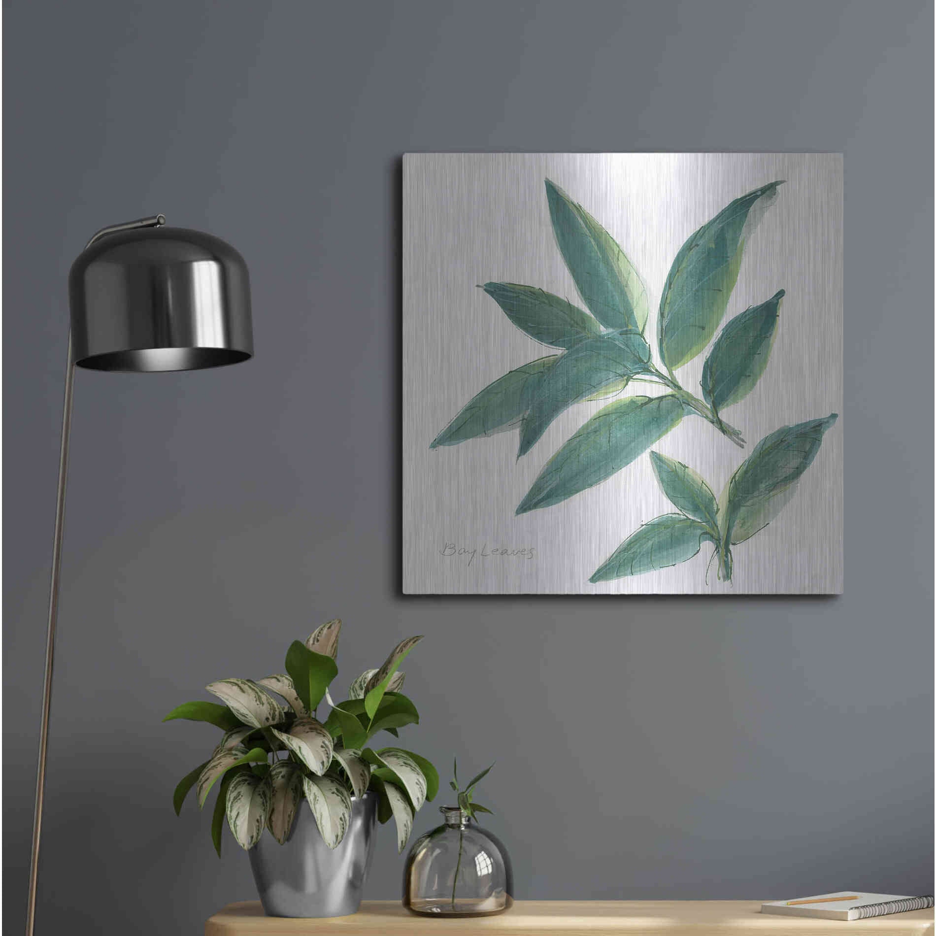 Luxe Metal Art 'Bay Leaf' by Chris Paschke, Metal Wall Art,24x24