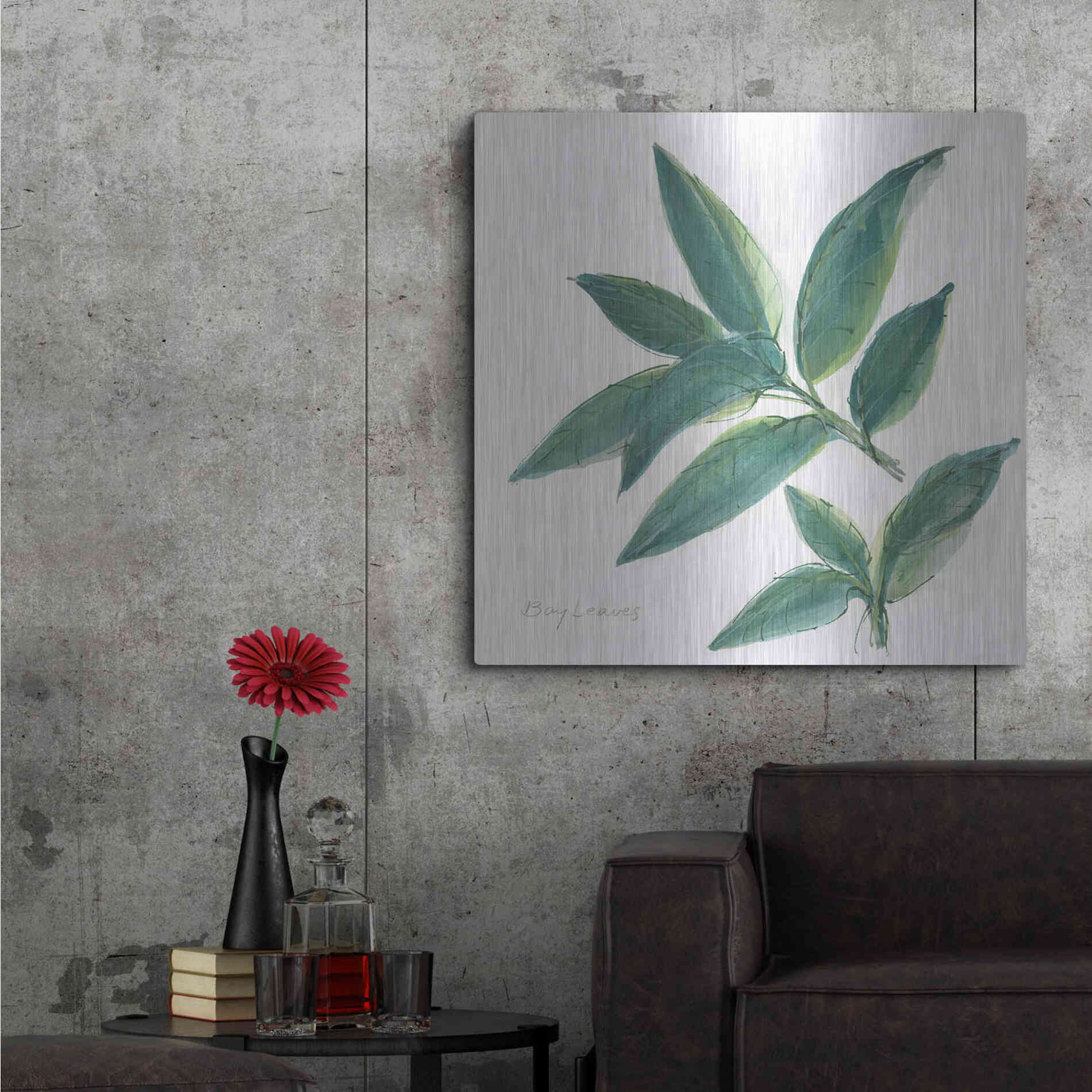 Luxe Metal Art 'Bay Leaf' by Chris Paschke, Metal Wall Art,36x36