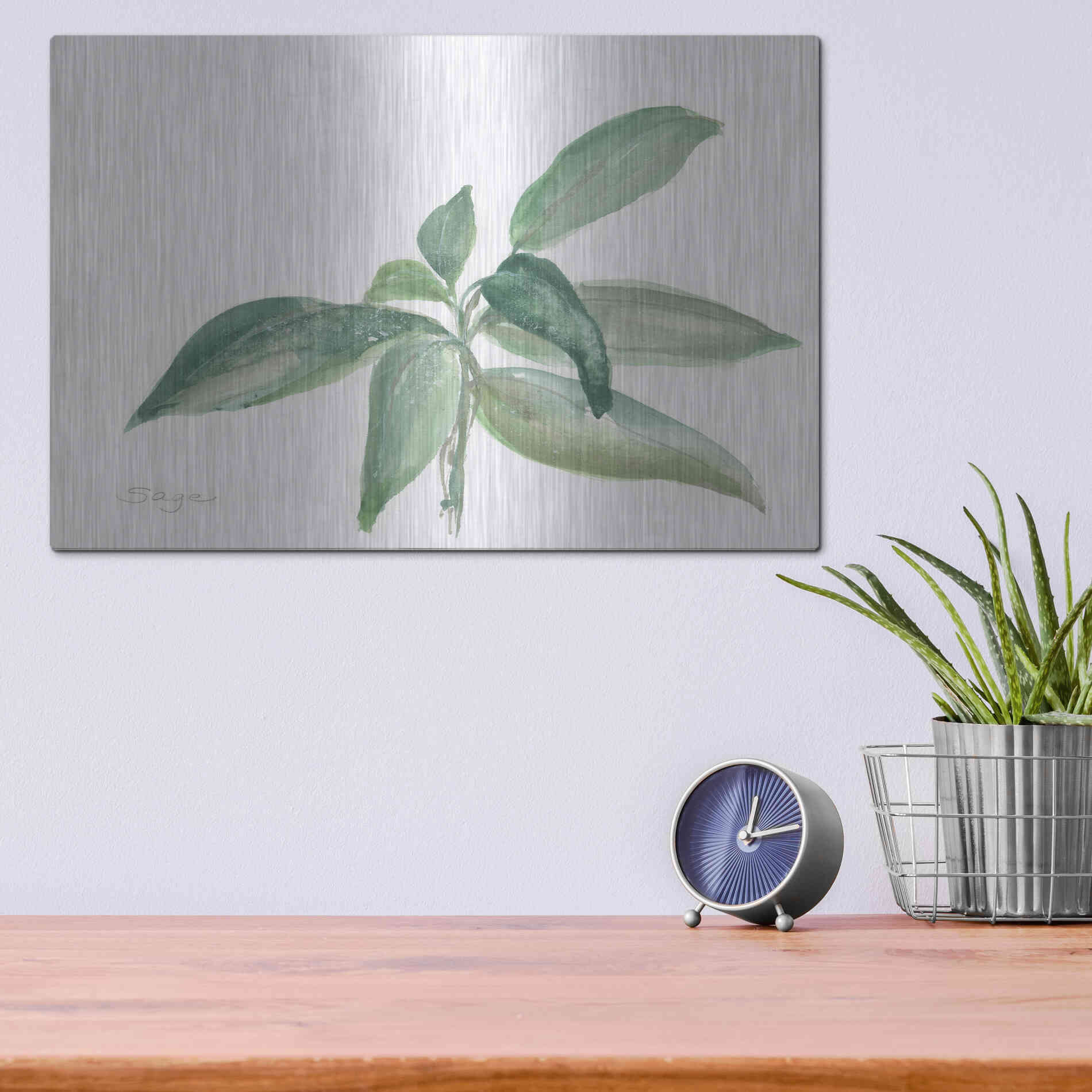 Luxe Metal Art 'Sage I' by Chris Paschke, Metal Wall Art,16x12