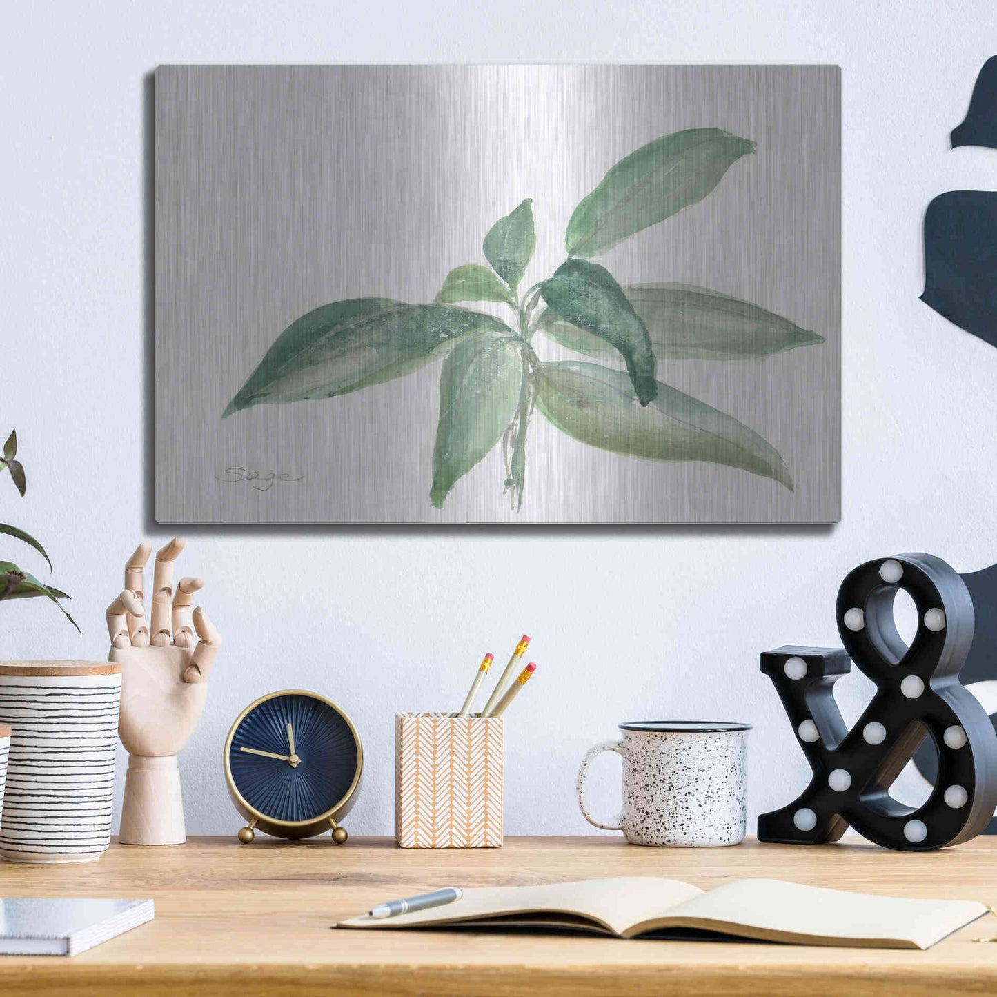 Luxe Metal Art 'Sage I' by Chris Paschke, Metal Wall Art,16x12