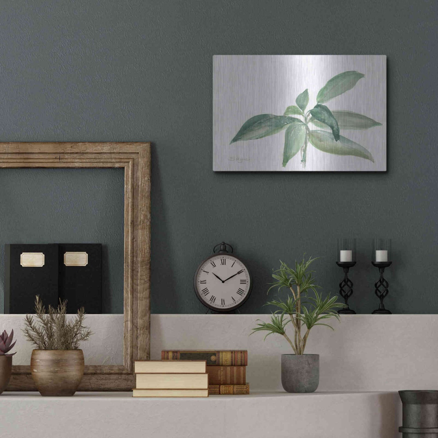 Luxe Metal Art 'Sage I' by Chris Paschke, Metal Wall Art,16x12