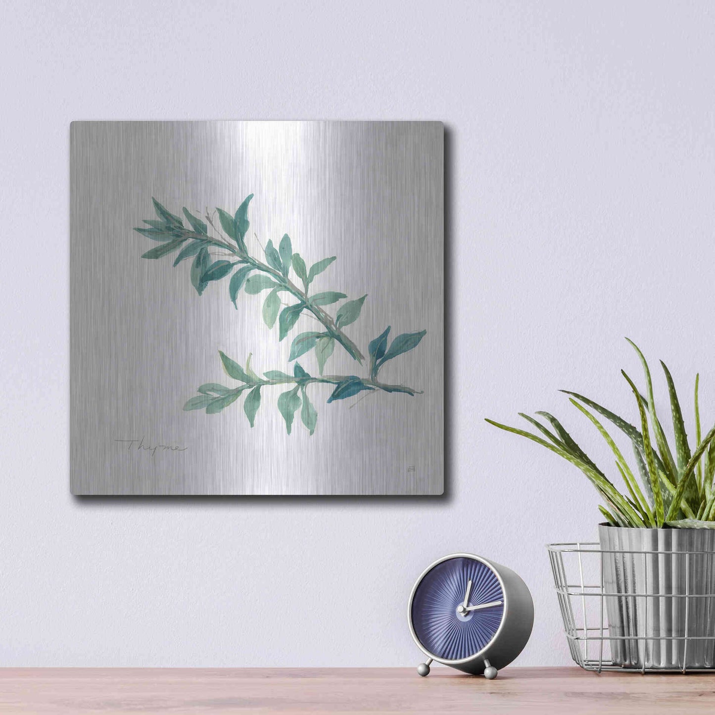 Luxe Metal Art 'Thyme' by Chris Paschke, Metal Wall Art,12x12