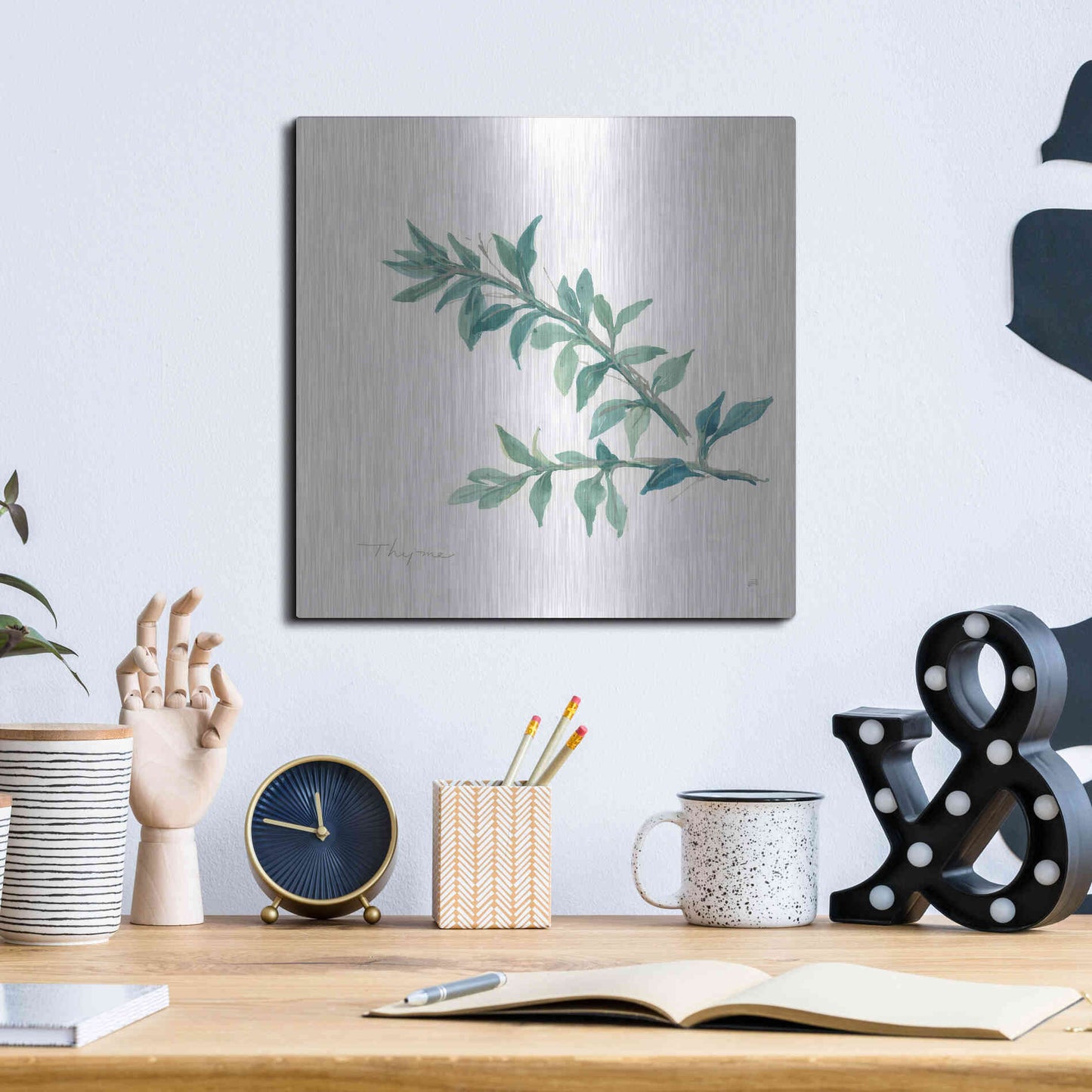 Luxe Metal Art 'Thyme' by Chris Paschke, Metal Wall Art,12x12