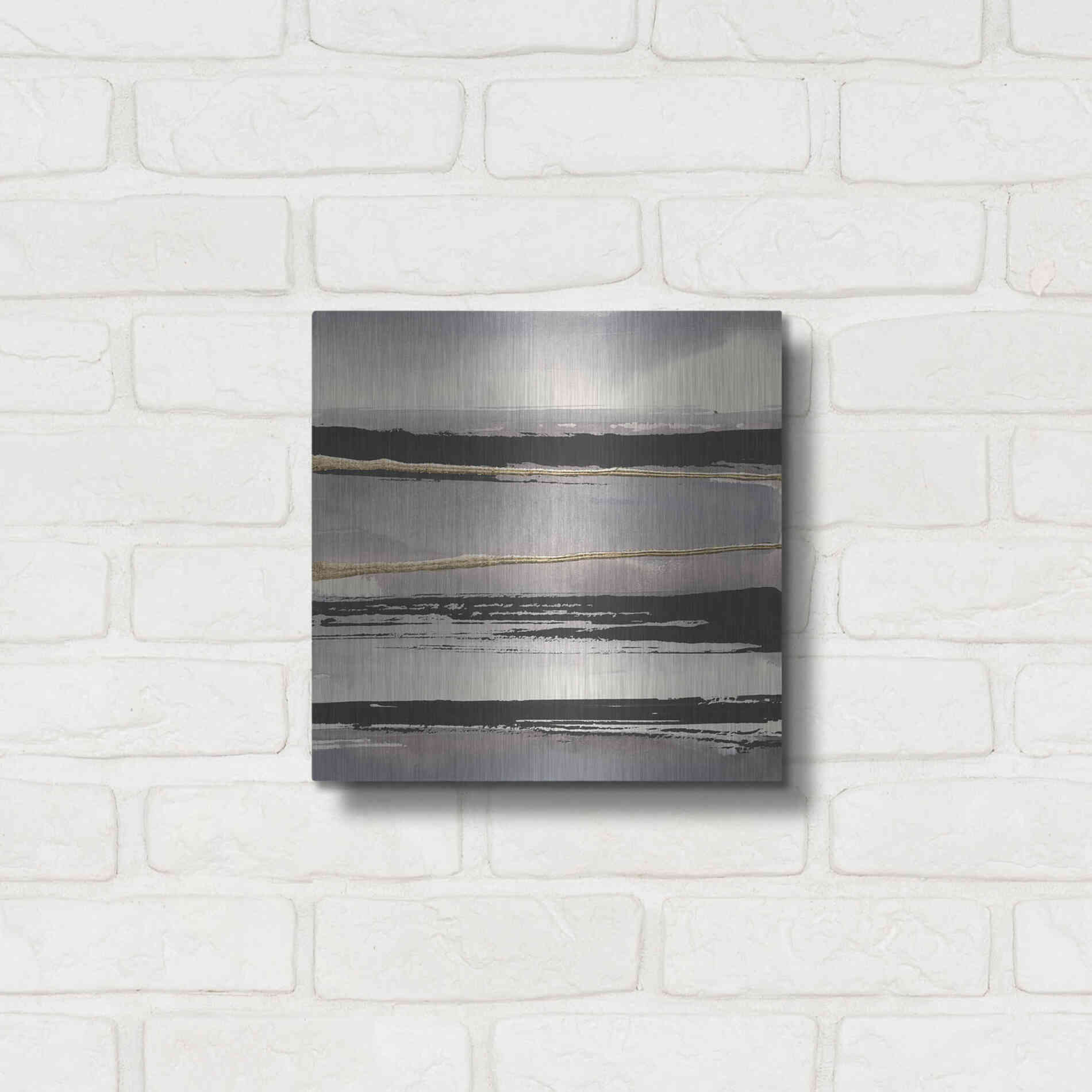 Luxe Metal Art 'Gilded Grey I' by Chris Paschke, Metal Wall Art,12x12