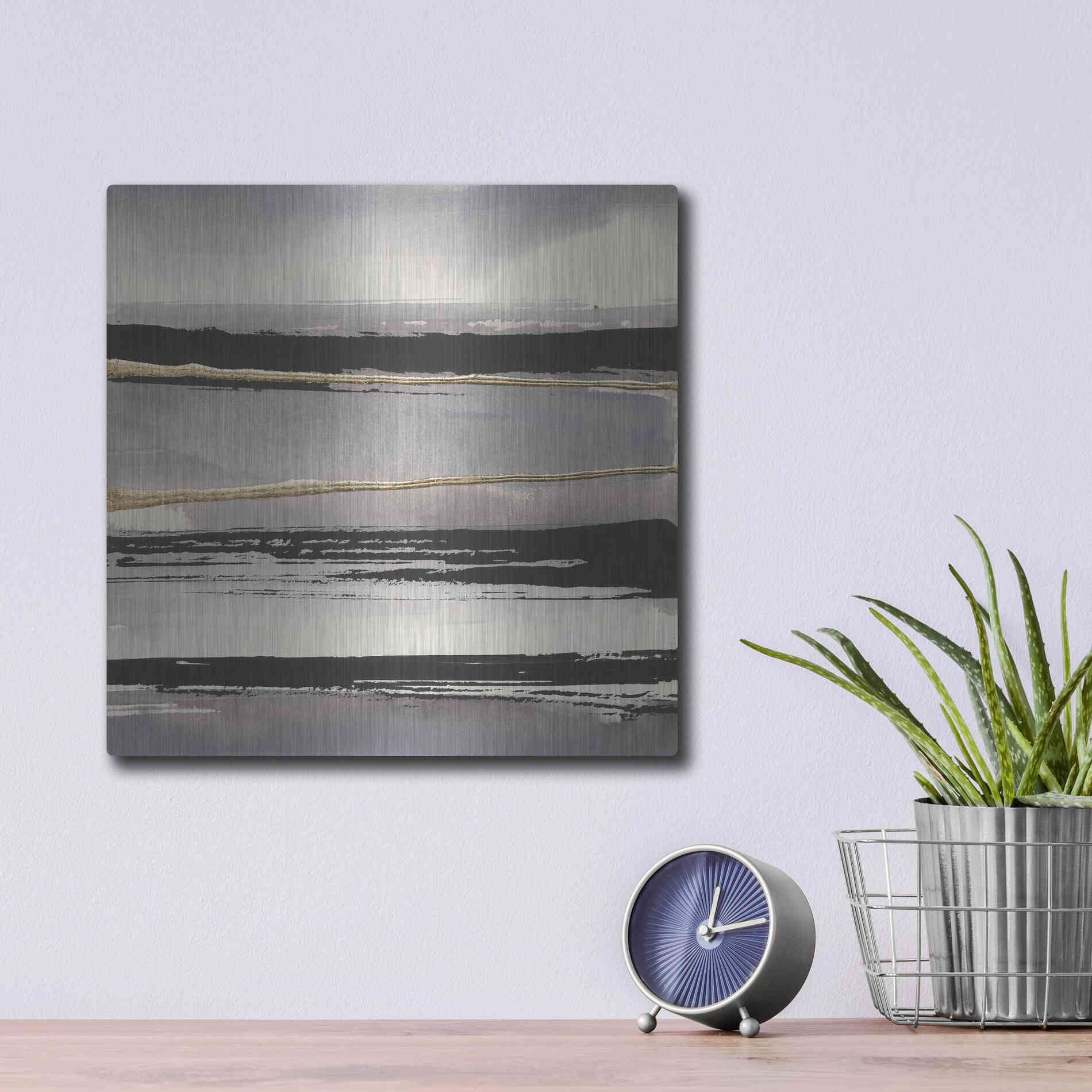 Luxe Metal Art 'Gilded Grey I' by Chris Paschke, Metal Wall Art,12x12
