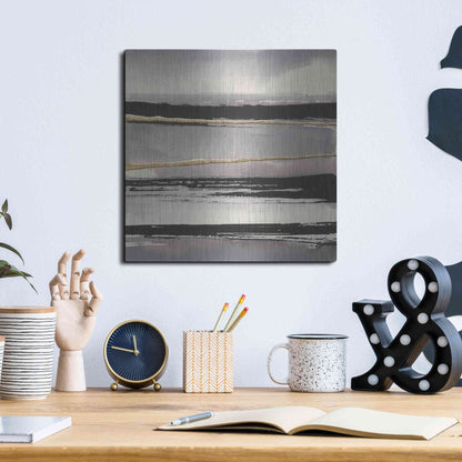 Luxe Metal Art 'Gilded Grey I' by Chris Paschke, Metal Wall Art,12x12