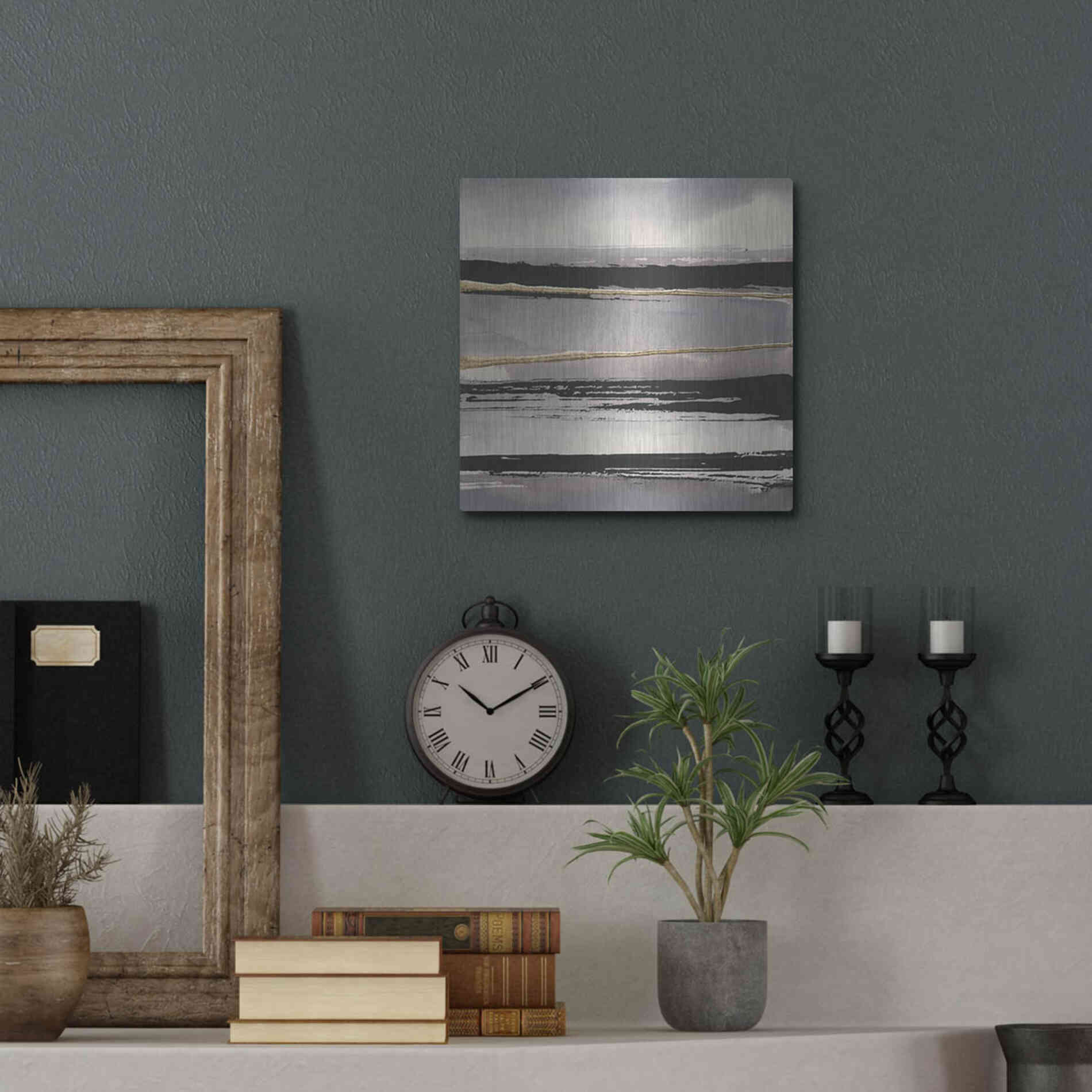 Luxe Metal Art 'Gilded Grey I' by Chris Paschke, Metal Wall Art,12x12