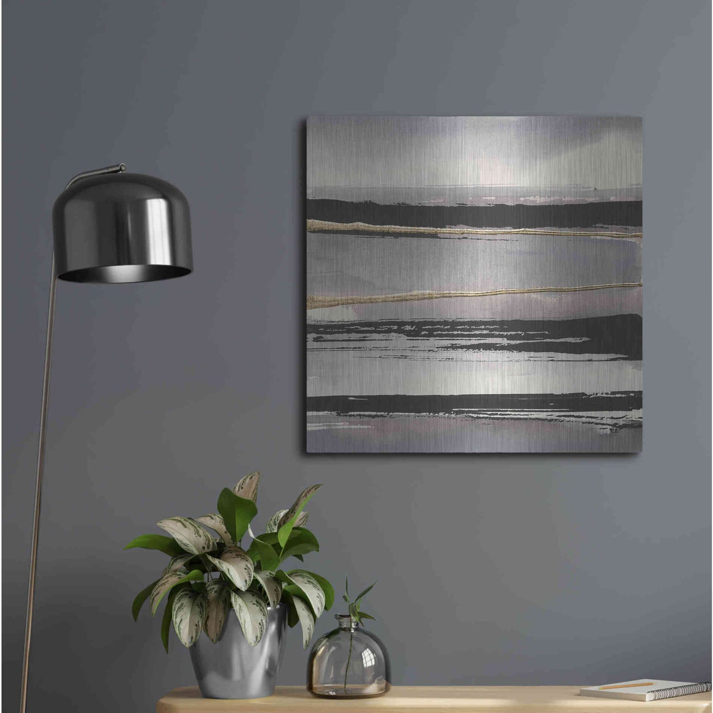 Luxe Metal Art 'Gilded Grey I' by Chris Paschke, Metal Wall Art,24x24