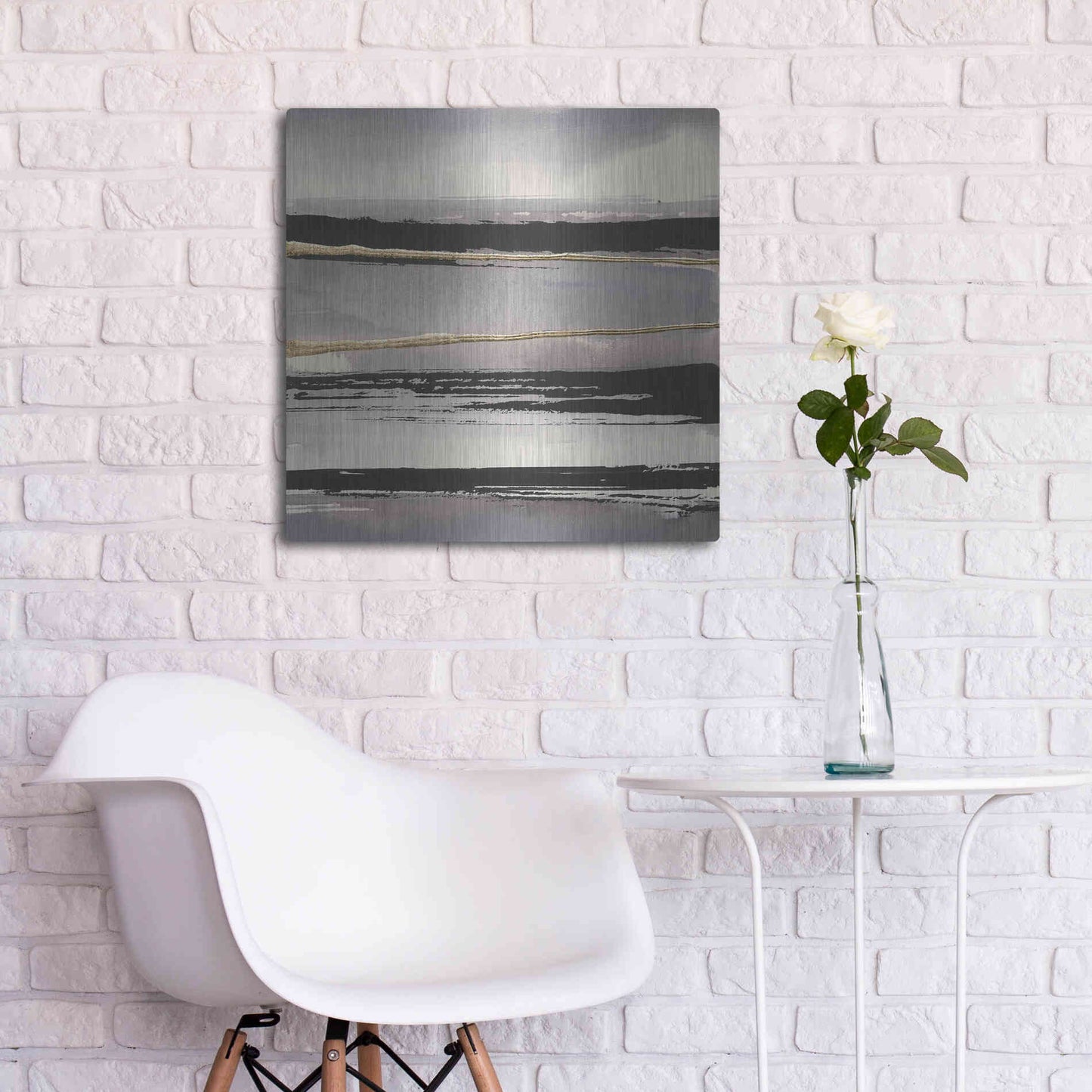 Luxe Metal Art 'Gilded Grey I' by Chris Paschke, Metal Wall Art,24x24