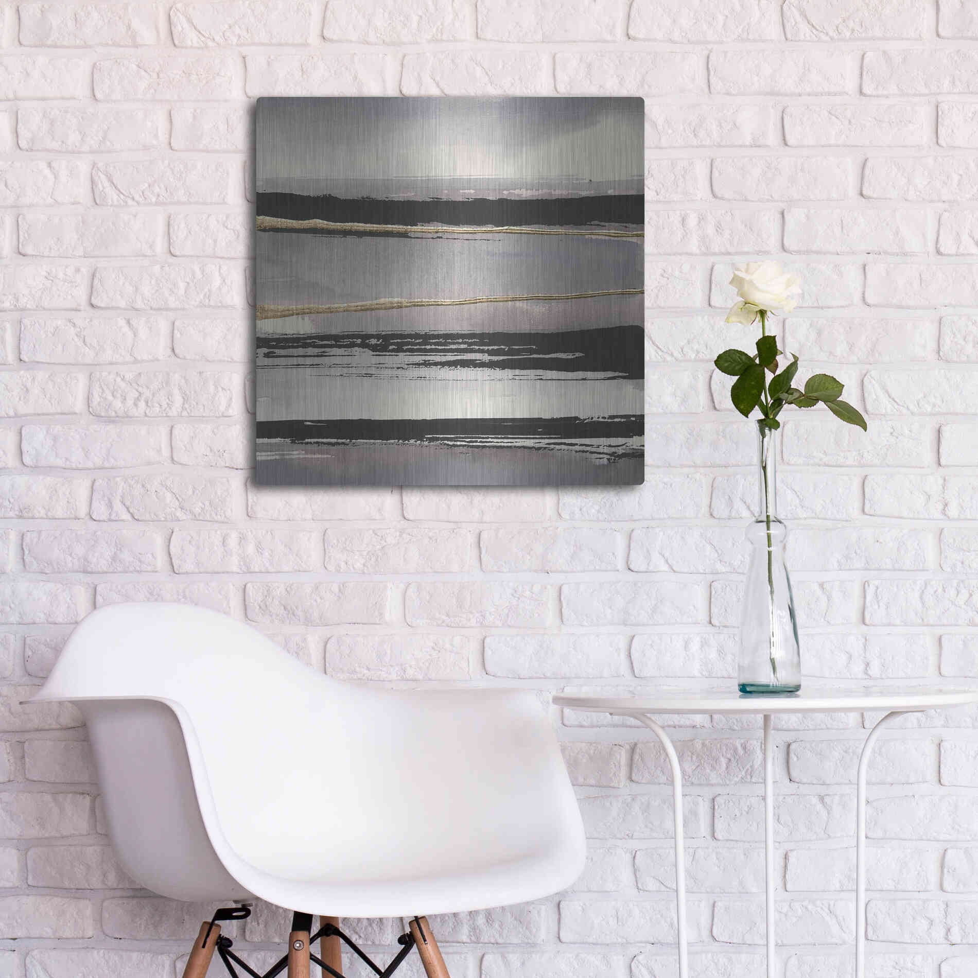 Luxe Metal Art 'Gilded Grey I' by Chris Paschke, Metal Wall Art,24x24