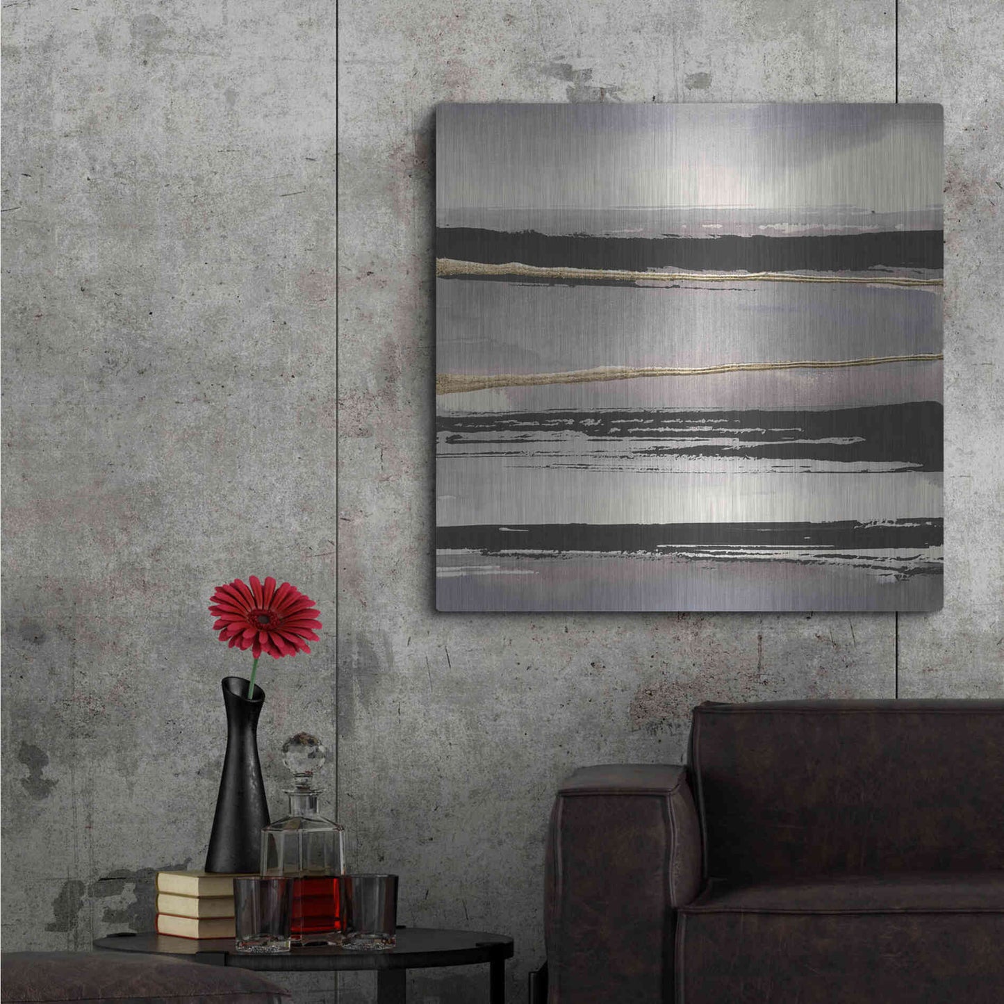 Luxe Metal Art 'Gilded Grey I' by Chris Paschke, Metal Wall Art,36x36