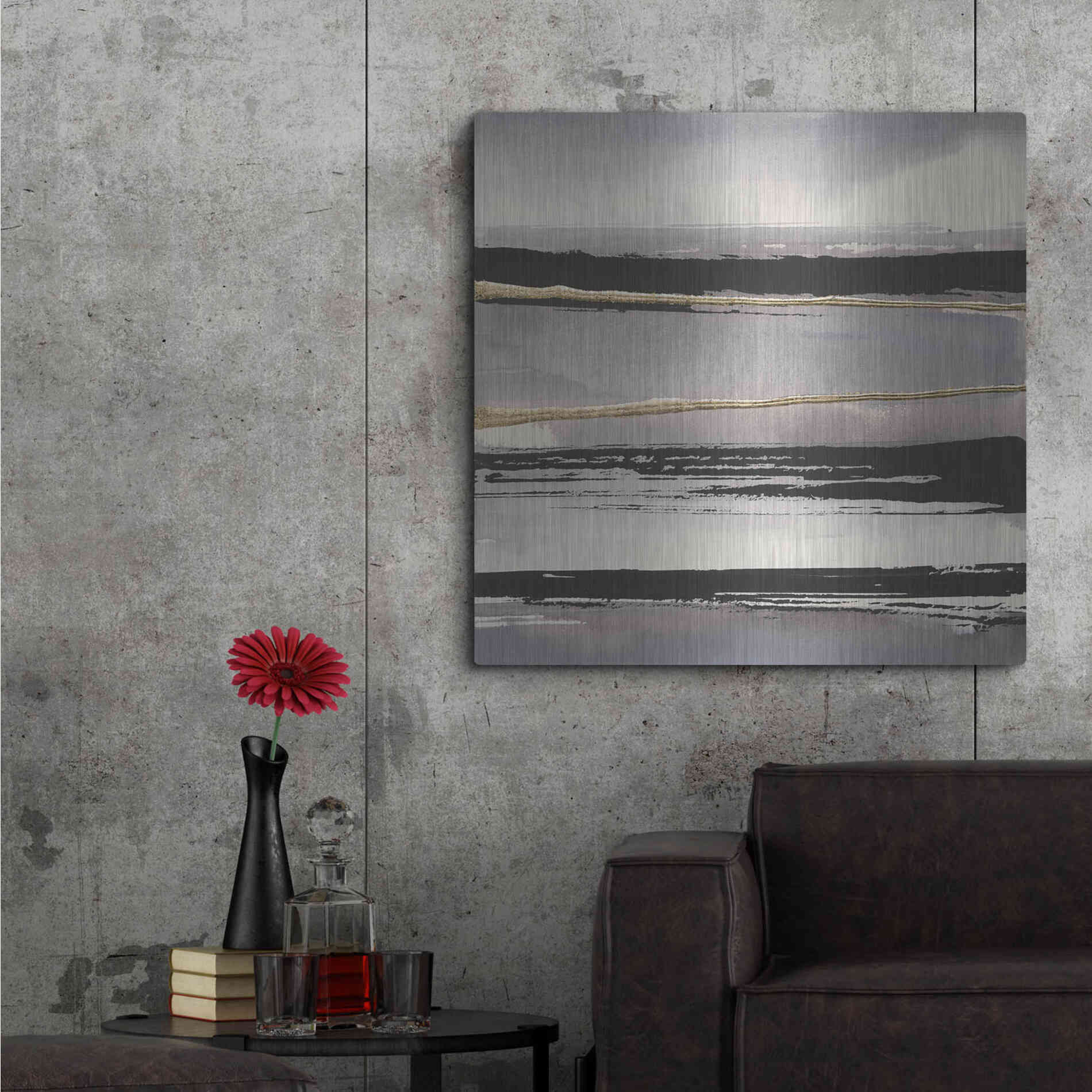 Luxe Metal Art 'Gilded Grey I' by Chris Paschke, Metal Wall Art,36x36