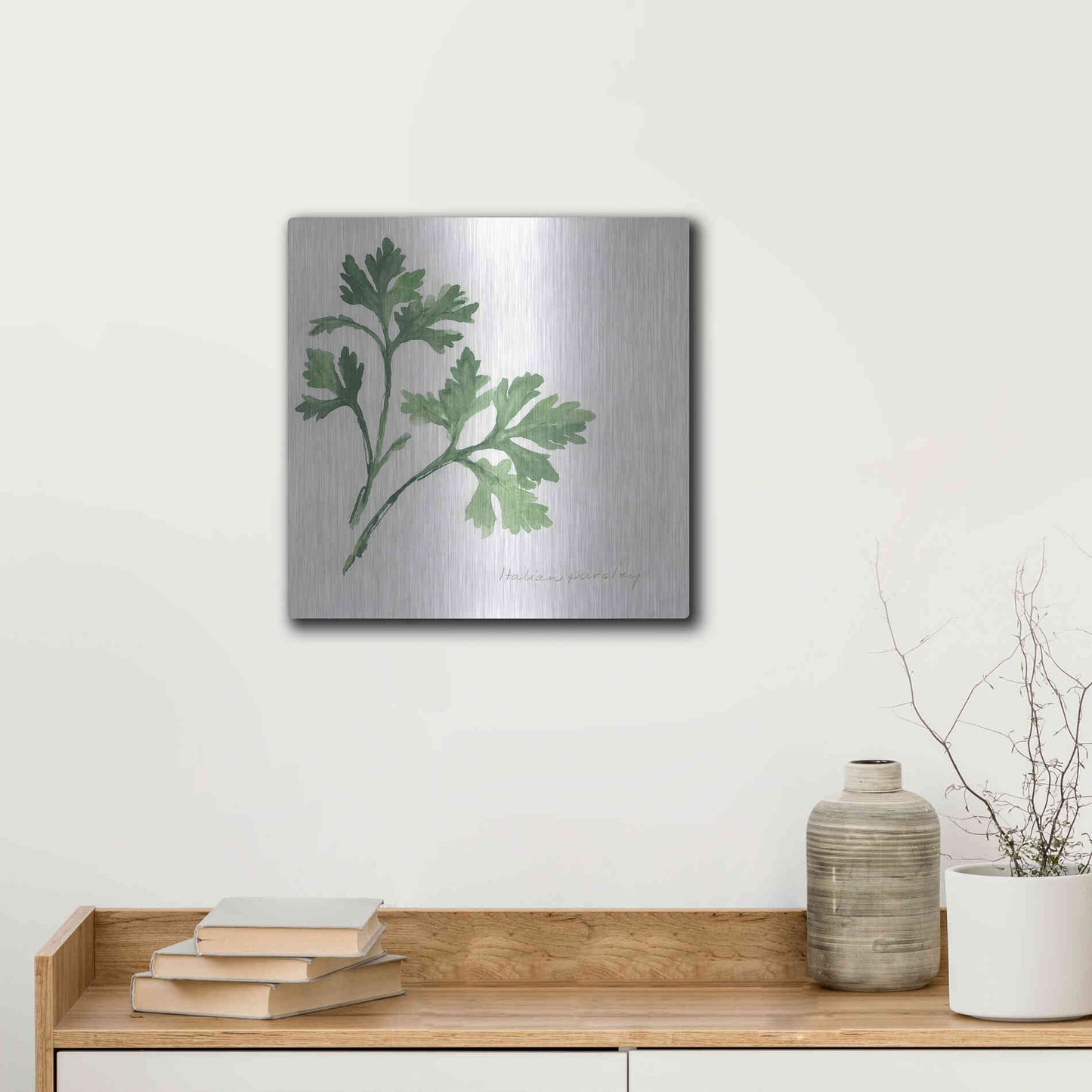 Luxe Metal Art 'Italian Parsley' by Chris Paschke, Metal Wall Art,12x12