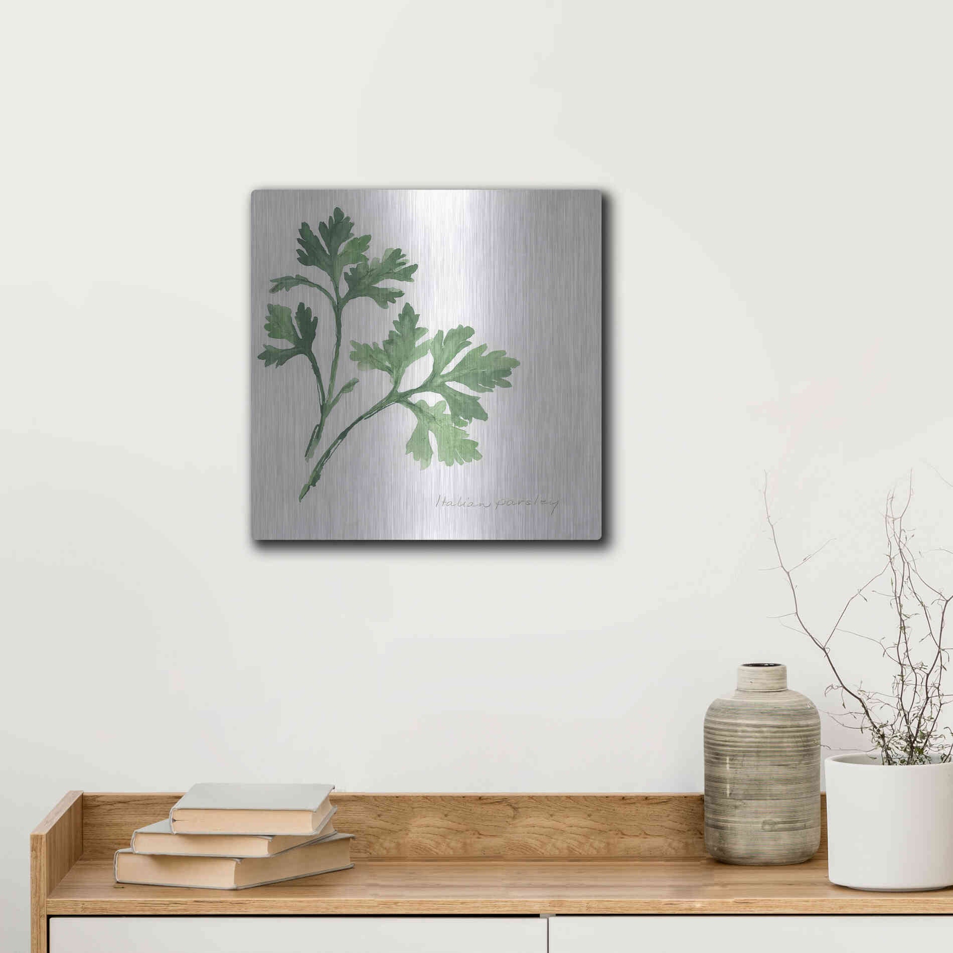 Luxe Metal Art 'Italian Parsley' by Chris Paschke, Metal Wall Art,12x12