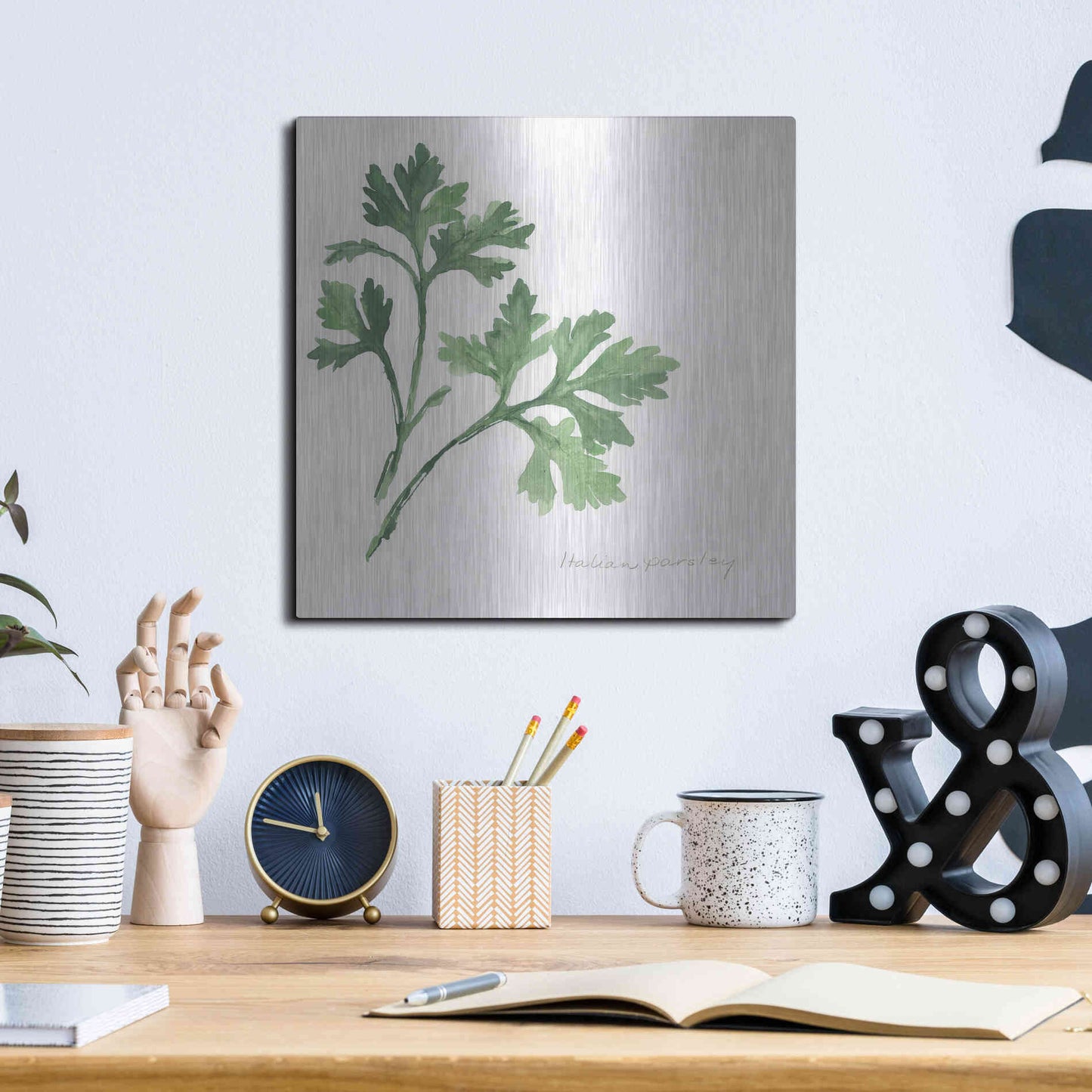 Luxe Metal Art 'Italian Parsley' by Chris Paschke, Metal Wall Art,12x12