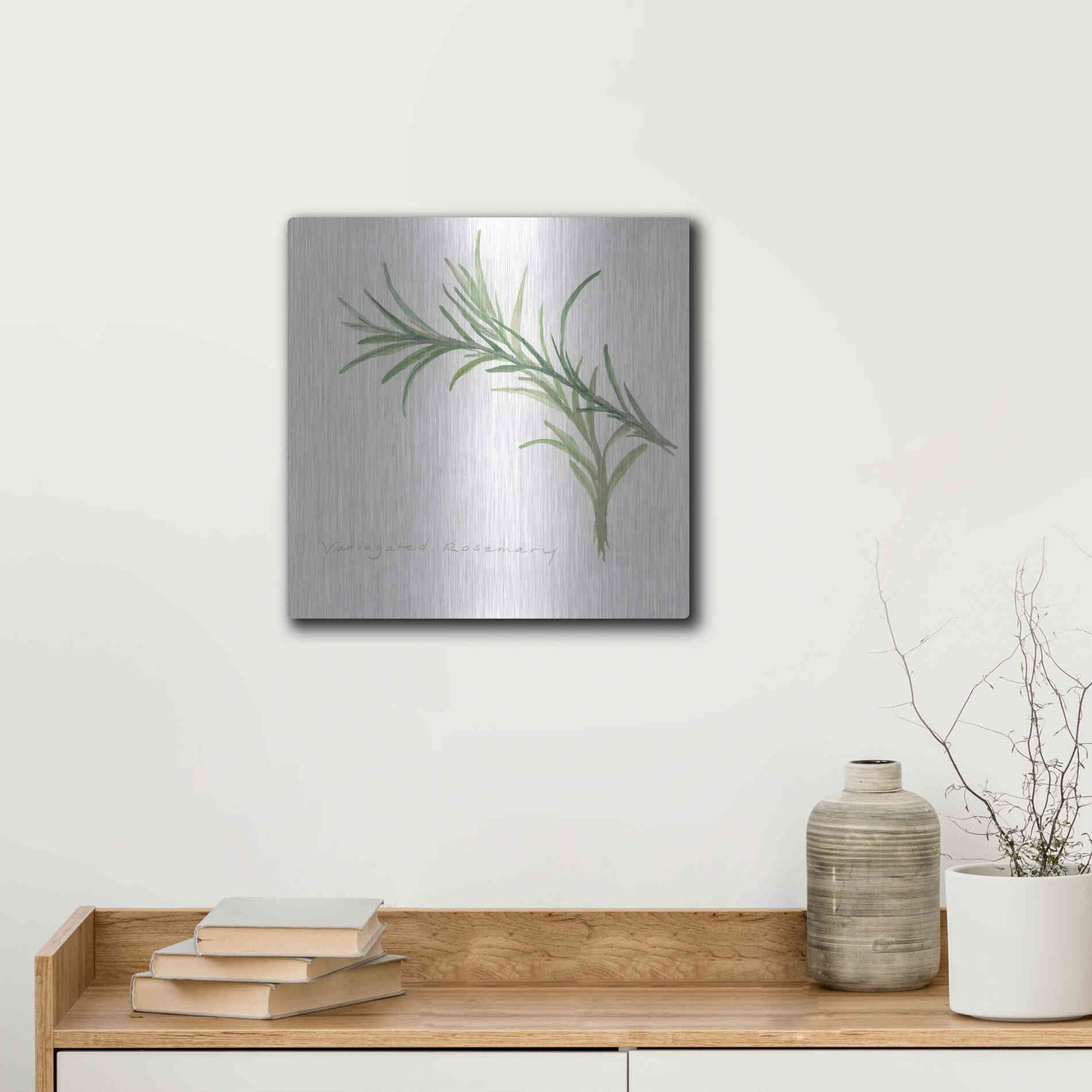 Luxe Metal Art 'Variegated Rosemary' by Chris Paschke, Metal Wall Art,12x12