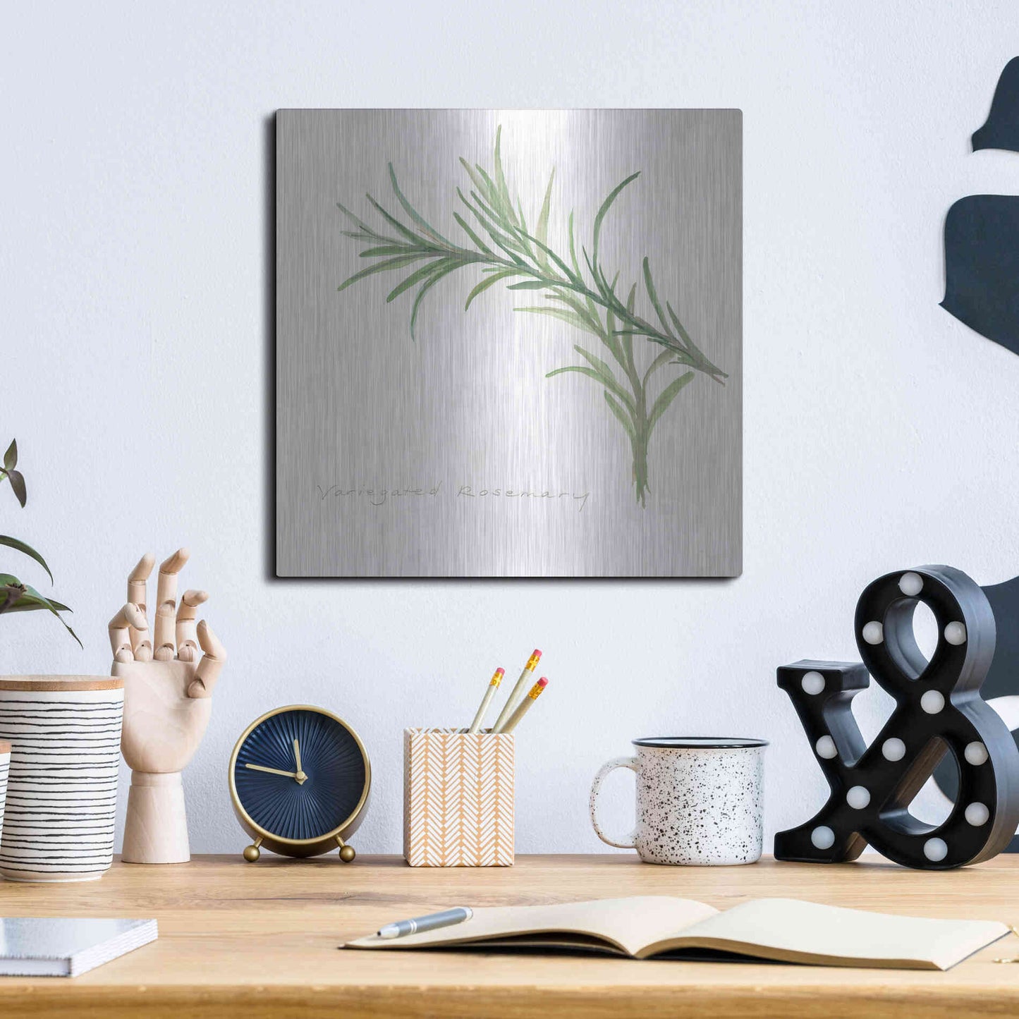 Luxe Metal Art 'Variegated Rosemary' by Chris Paschke, Metal Wall Art,12x12