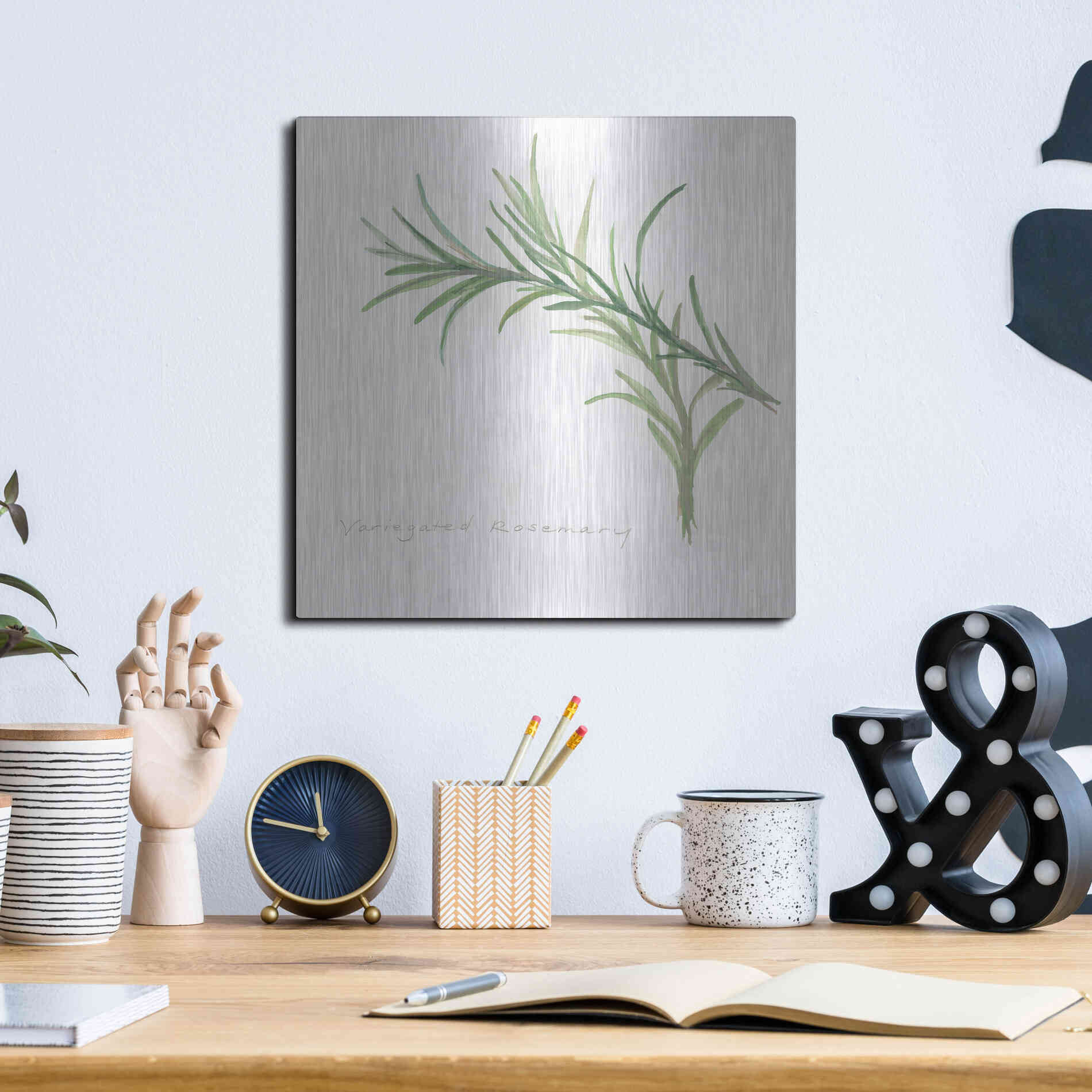 Luxe Metal Art 'Variegated Rosemary' by Chris Paschke, Metal Wall Art,12x12