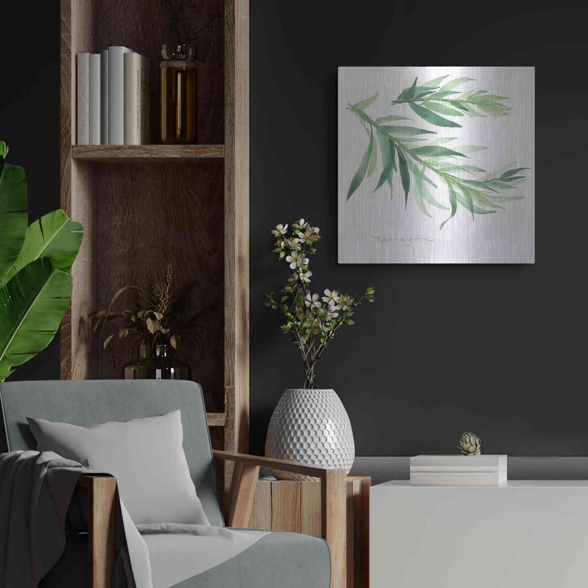 Luxe Metal Art 'Tarragon' by Chris Paschke, Metal Wall Art,24x24