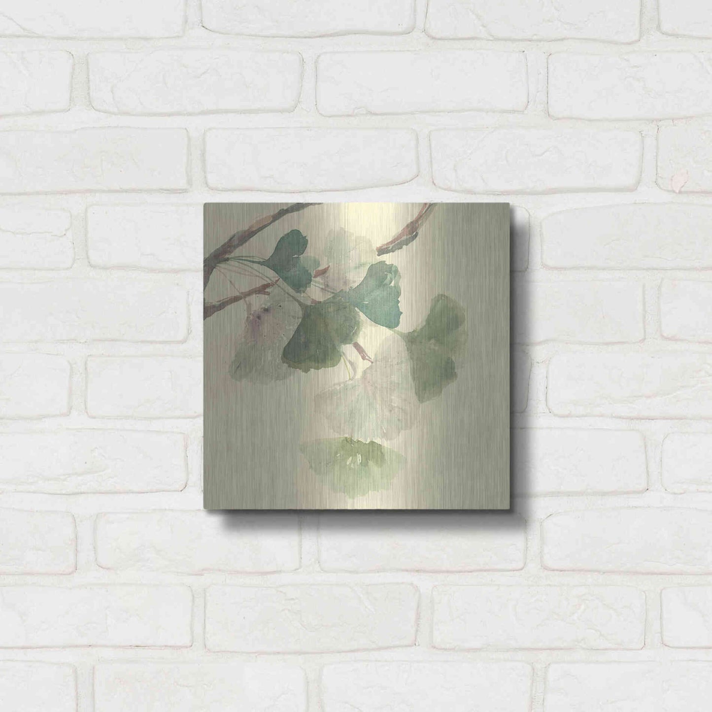 Luxe Metal Art 'Gingko Leaves I' by Chris Paschke, Metal Wall Art,12x12
