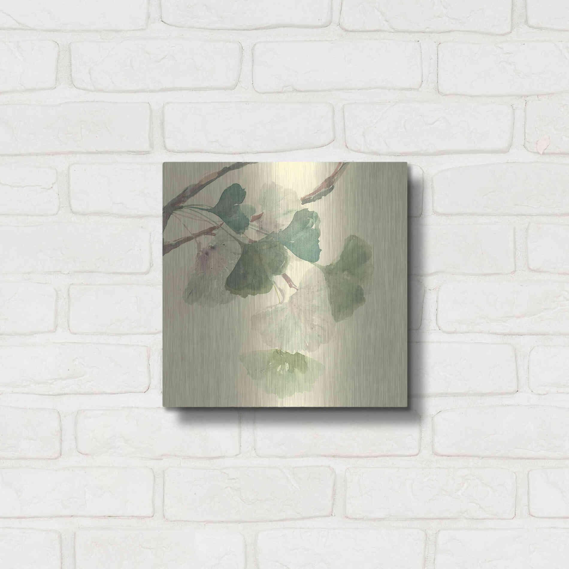 Luxe Metal Art 'Gingko Leaves I' by Chris Paschke, Metal Wall Art,12x12