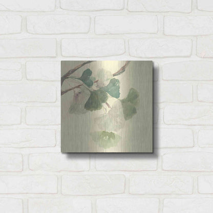 Luxe Metal Art 'Gingko Leaves I' by Chris Paschke, Metal Wall Art,12x12