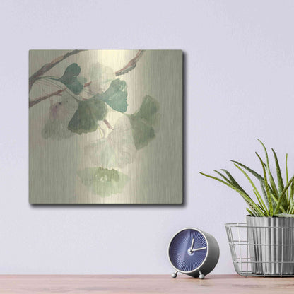 Luxe Metal Art 'Gingko Leaves I' by Chris Paschke, Metal Wall Art,12x12
