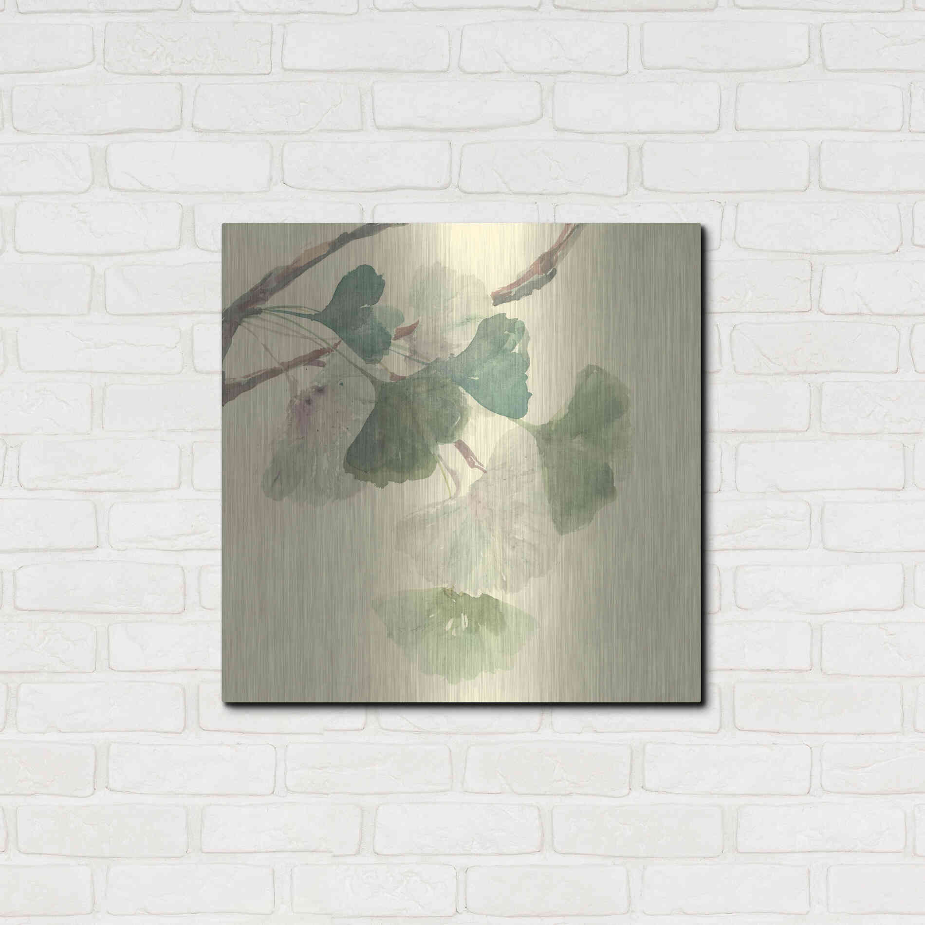 Luxe Metal Art 'Gingko Leaves I' by Chris Paschke, Metal Wall Art,24x24
