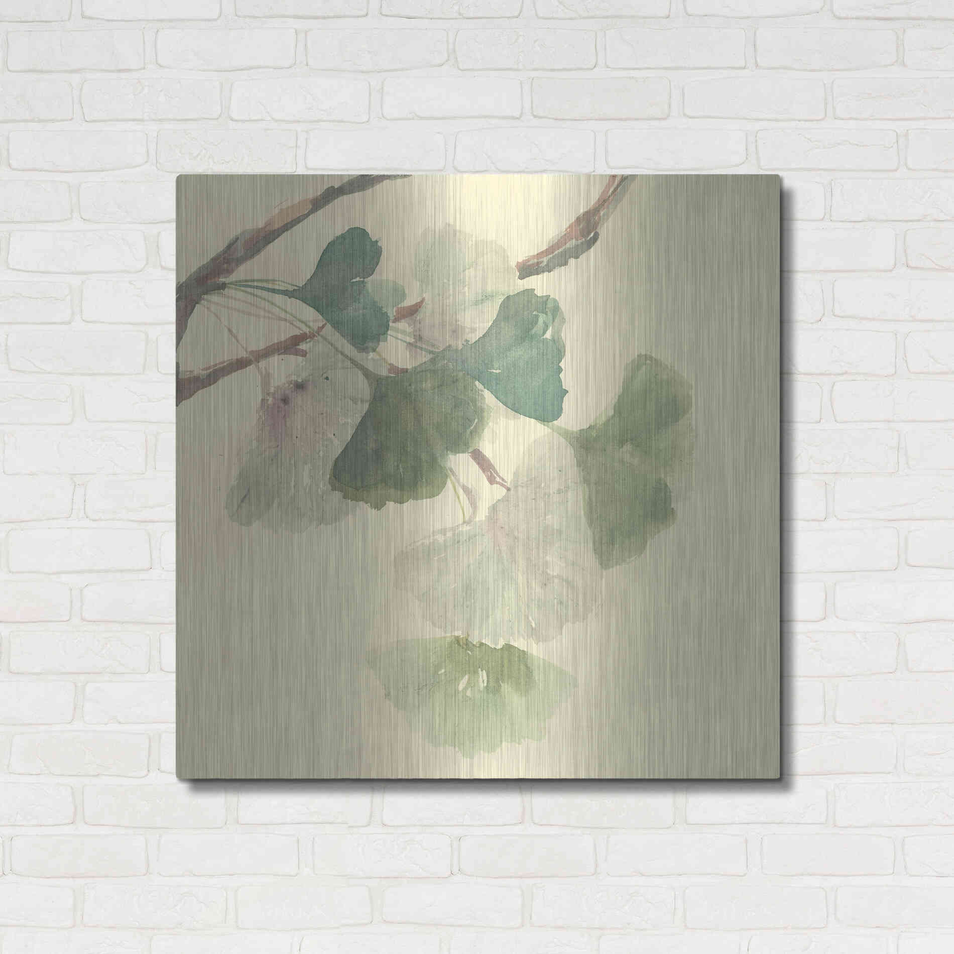 Luxe Metal Art 'Gingko Leaves I' by Chris Paschke, Metal Wall Art,36x36