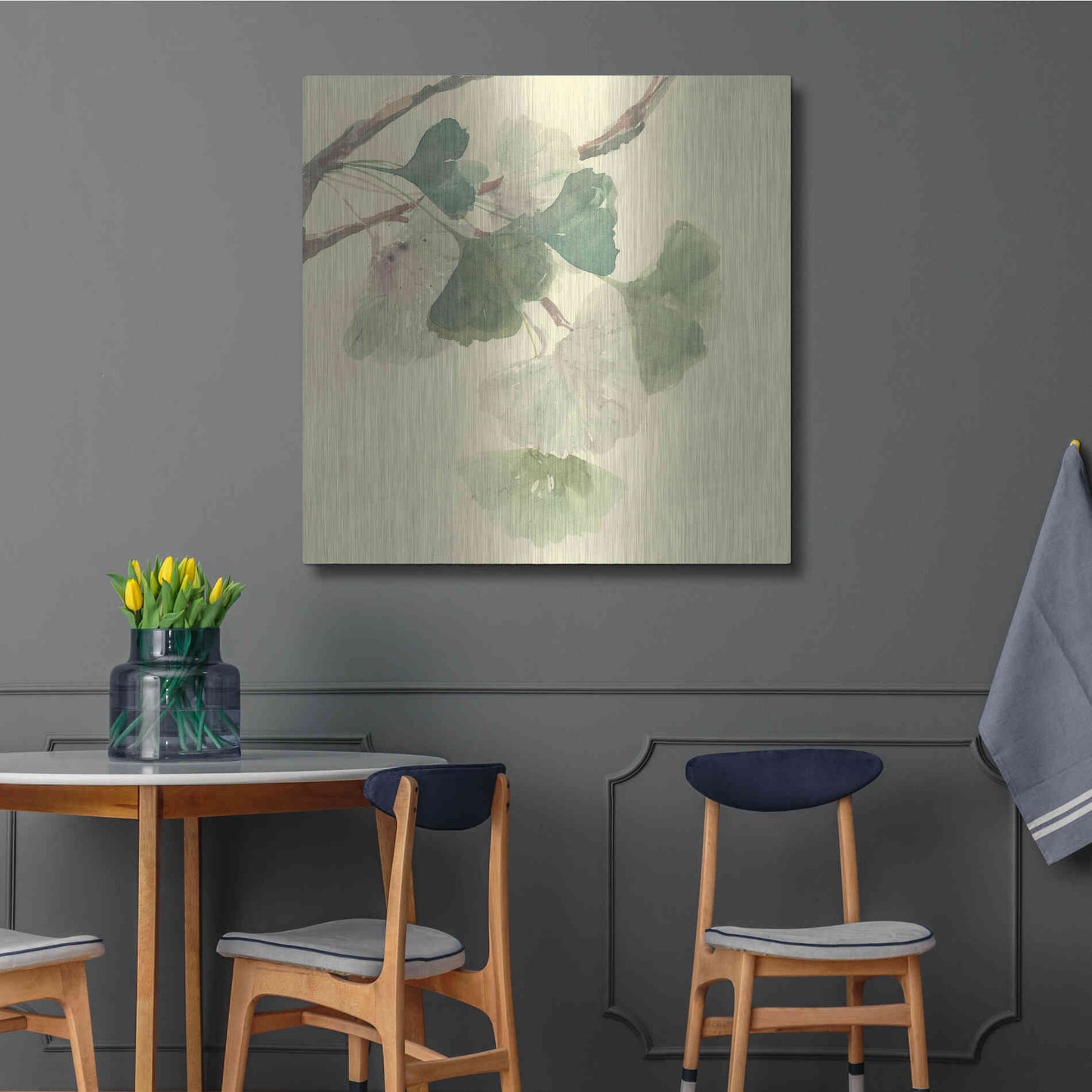 Luxe Metal Art 'Gingko Leaves I' by Chris Paschke, Metal Wall Art,36x36