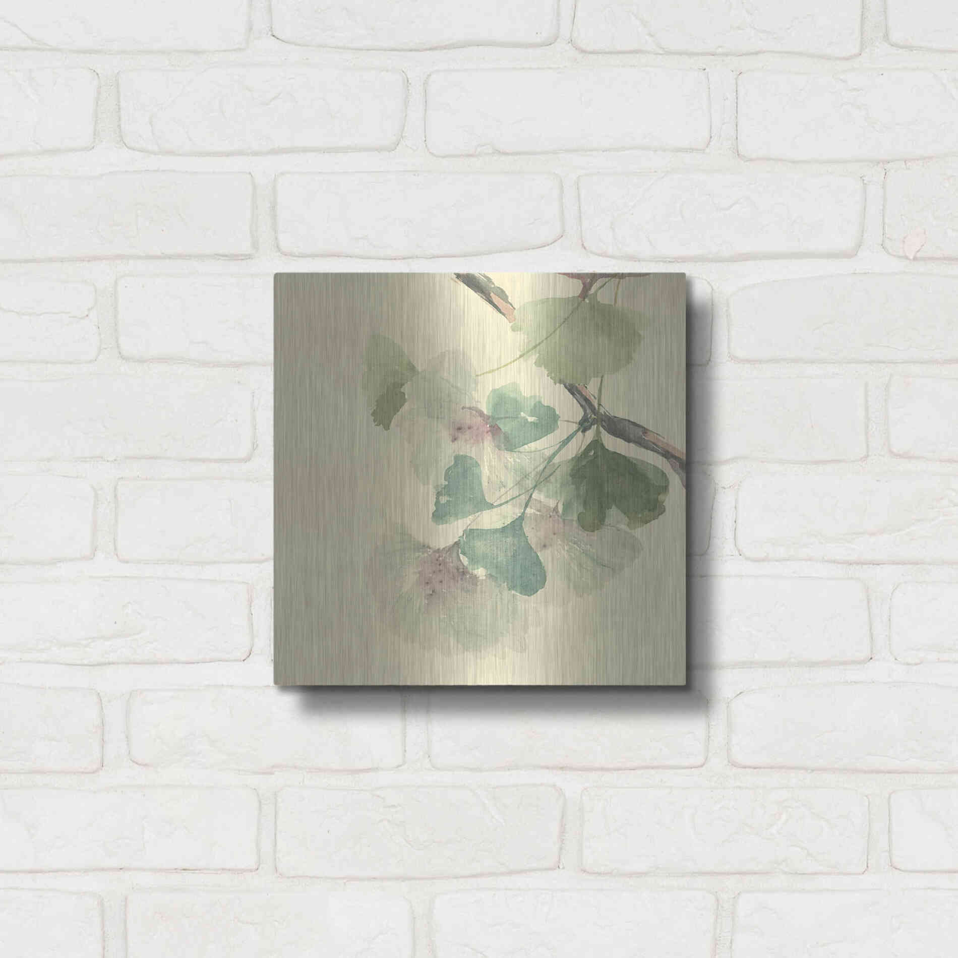 Luxe Metal Art 'Gingko Leaves II' by Chris Paschke, Metal Wall Art,24x24