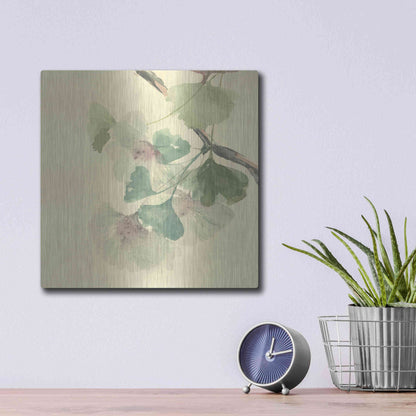 Luxe Metal Art 'Gingko Leaves II' by Chris Paschke, Metal Wall Art,12x12