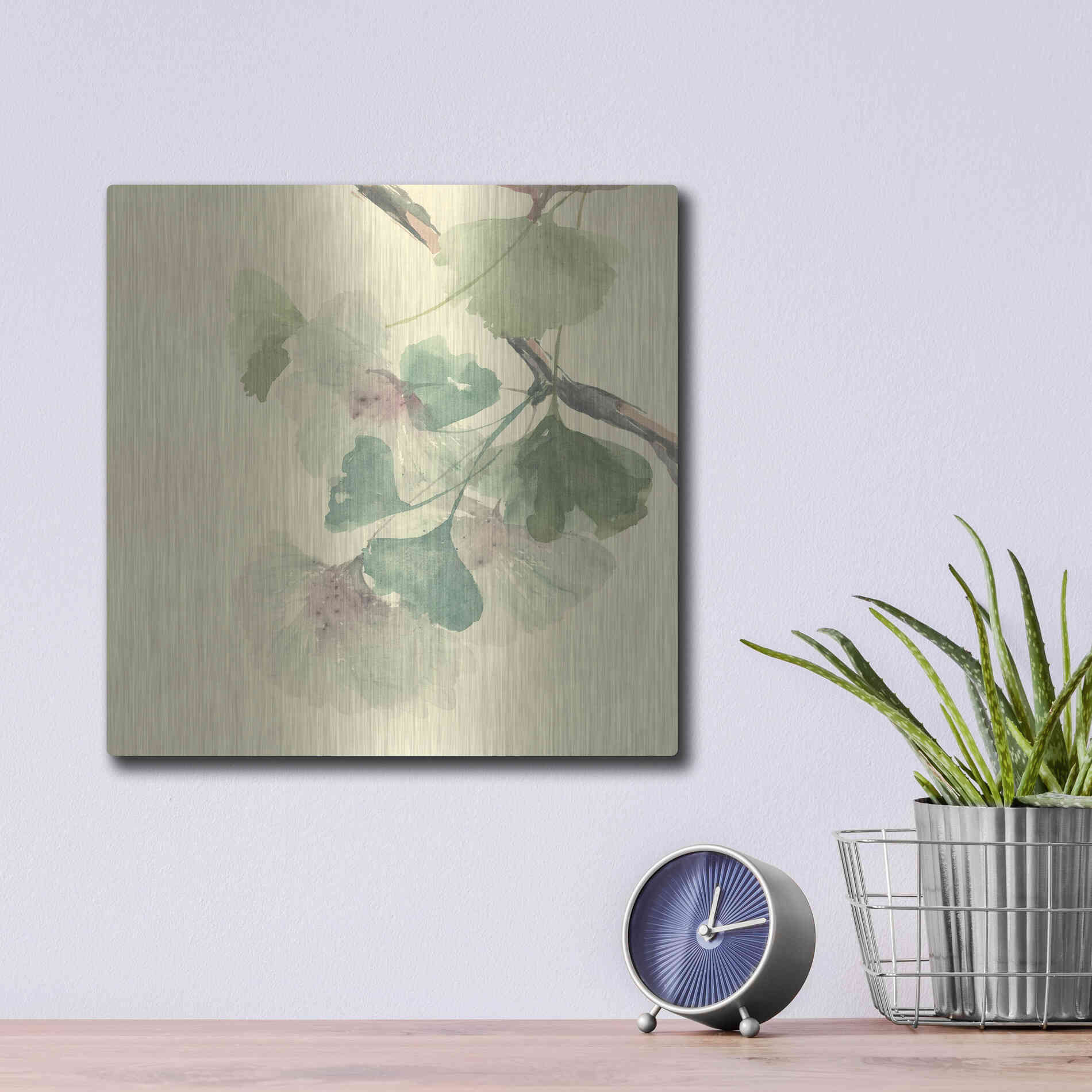 Luxe Metal Art 'Gingko Leaves II' by Chris Paschke, Metal Wall Art,24x24