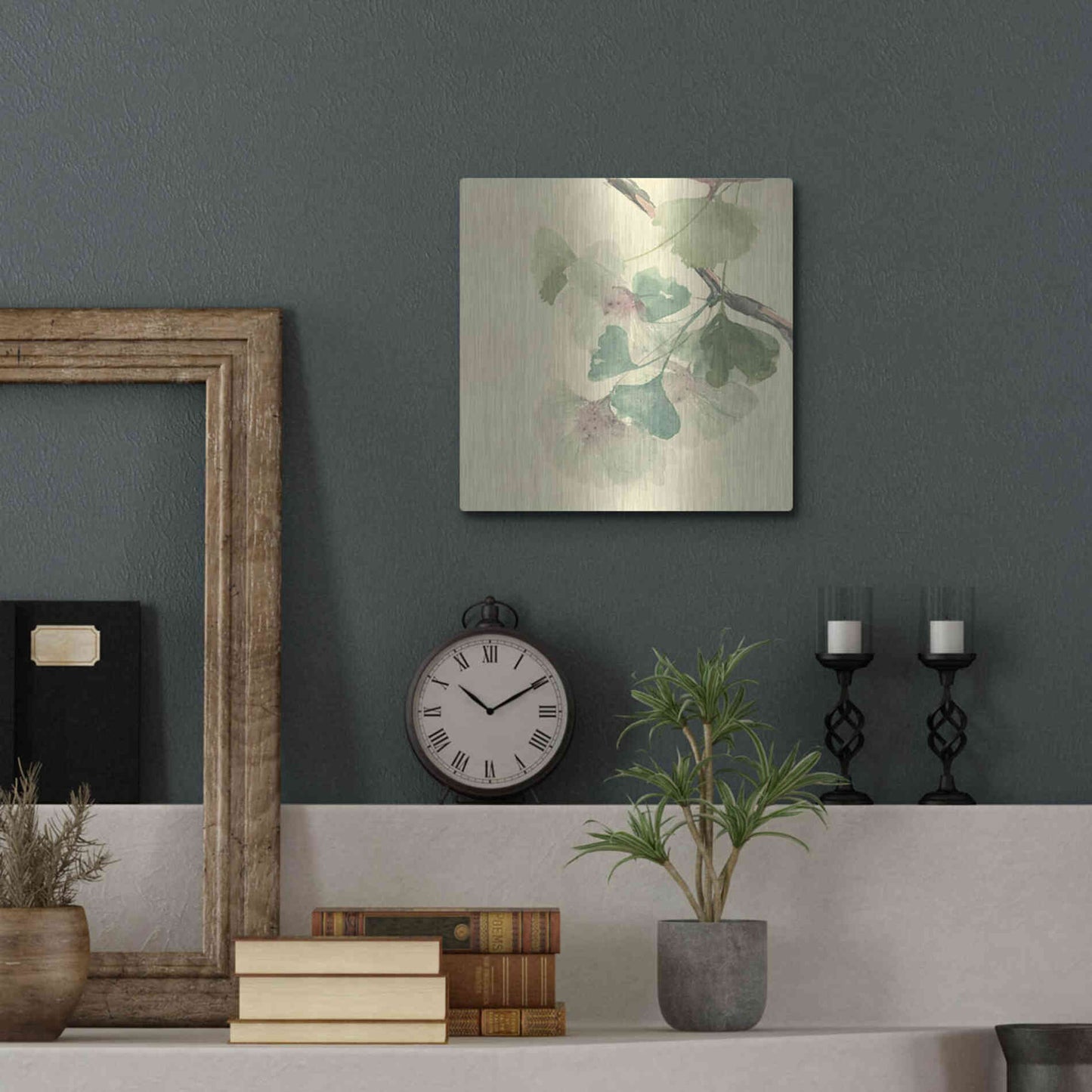 Luxe Metal Art 'Gingko Leaves II' by Chris Paschke, Metal Wall Art,12x12