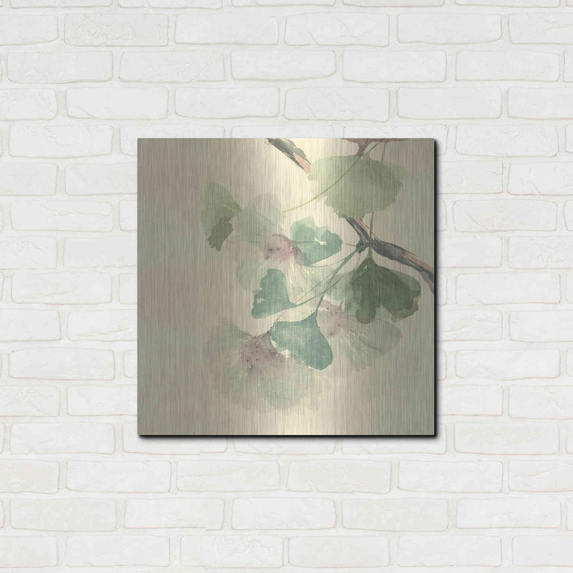 Luxe Metal Art 'Gingko Leaves II' by Chris Paschke, Metal Wall Art,24x24